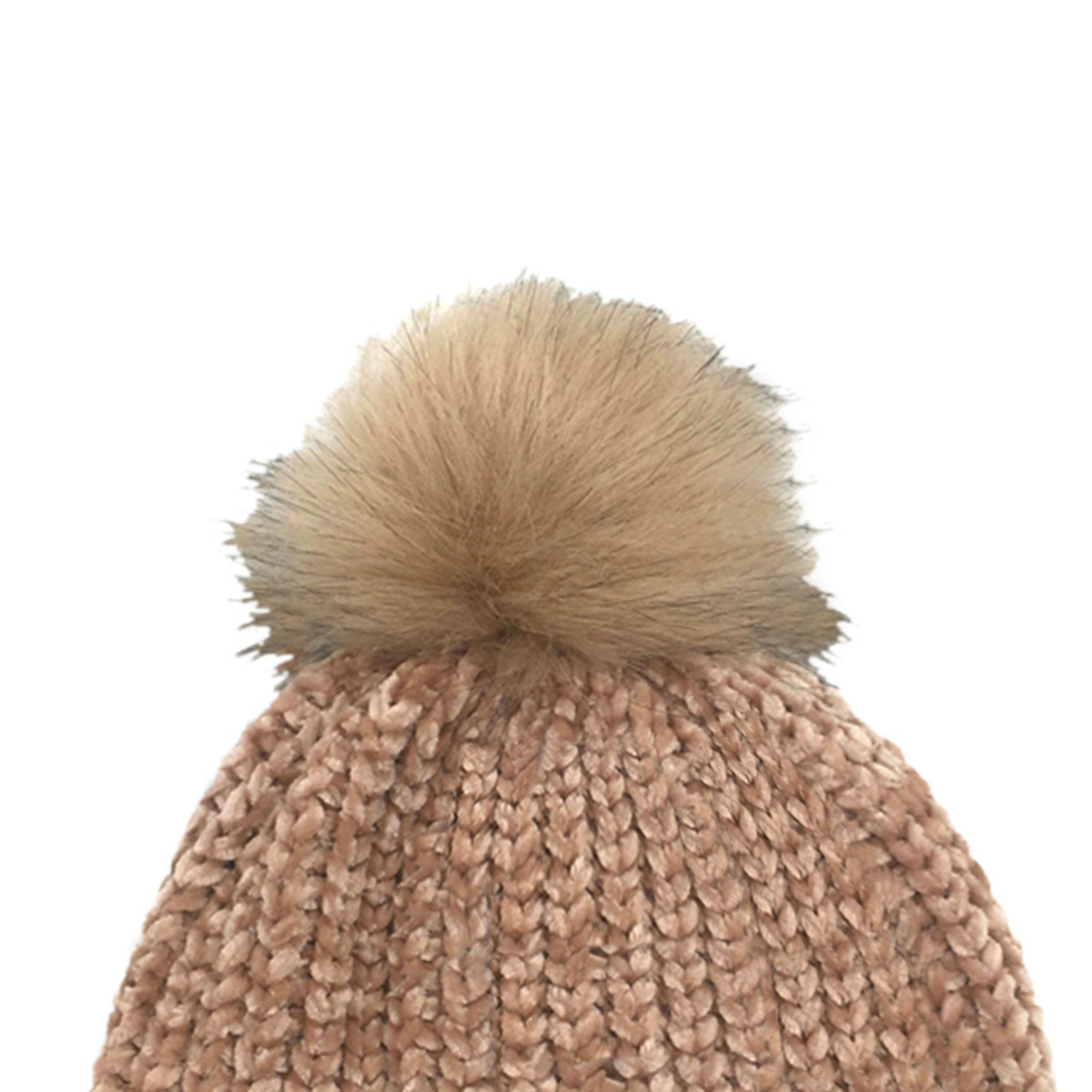 Charles Albert Girl's Chenille Pom Beanie - Kids Winter Hat