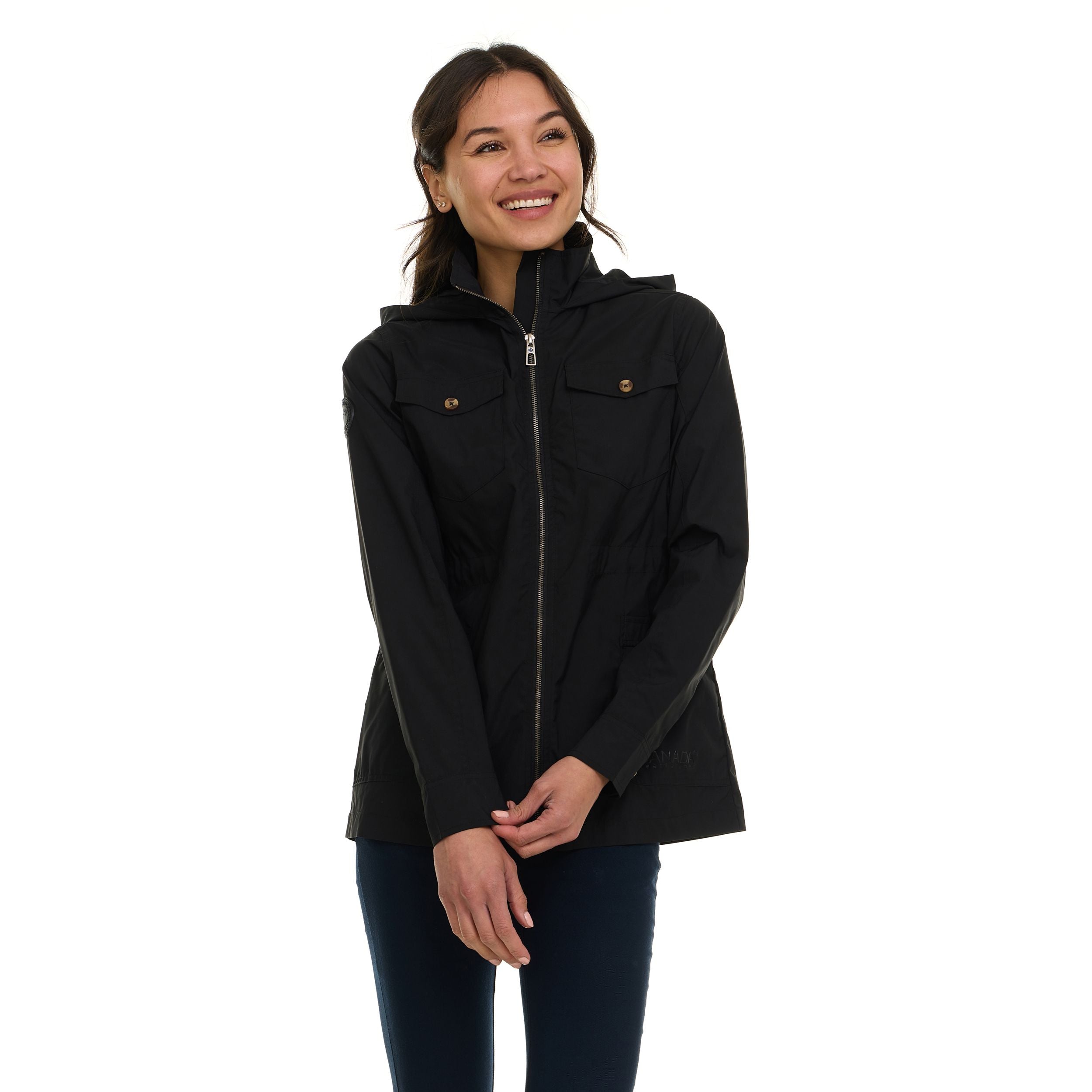 Canada Weather Gear Women's Safari Rain Jacket – Lightweight Water-Resistant Utility Jacket with Hood