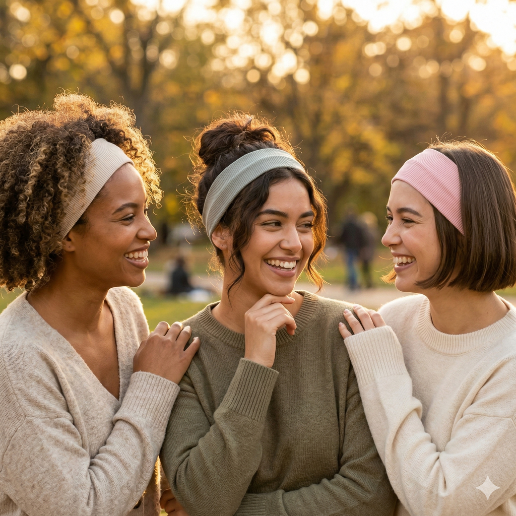 Hair Essentials 3pk Ribbed Headwraps in Pink, Gray, Off-White