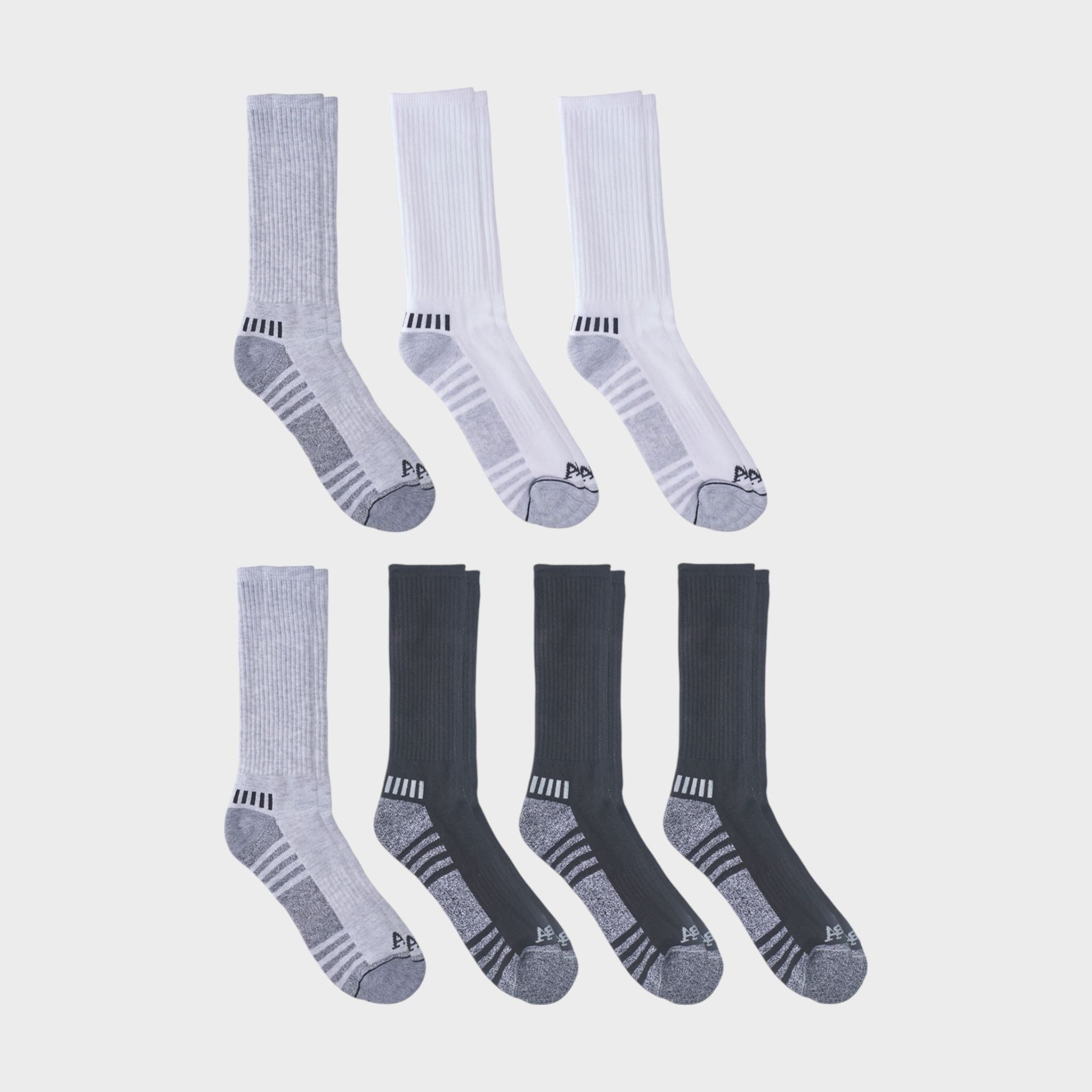 Aeropostale Men's 7-Pack Athletic Crew Socks - Moisture-Wicking, Arch Support, and Cushioned Comfort (Shoe Size 6-12)