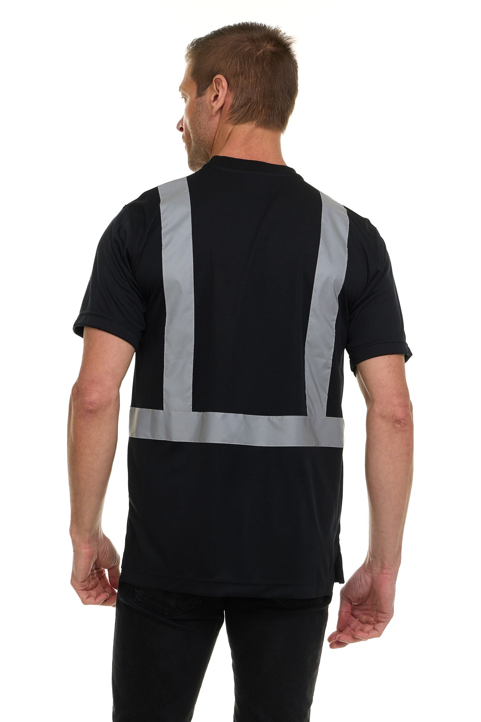 Canada Weather Gear Men’s High Visibility Safety Tee – Reflective Short Sleeve Work Shirt – Lightweight & Breathable