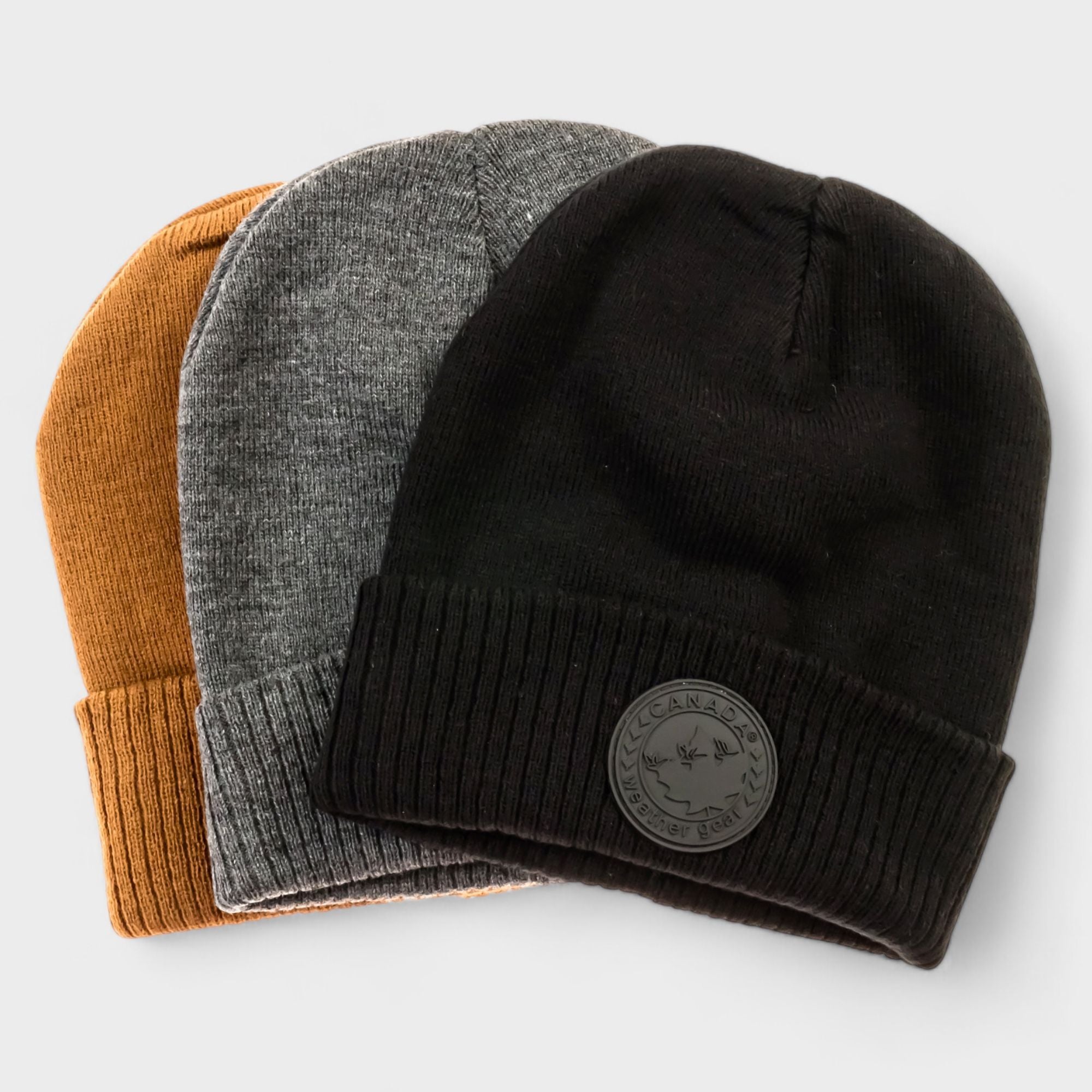 Canada Weather Gear Men's 3-Pack Knit Beanie Hats - Warm Winter Skull Cap Beanies