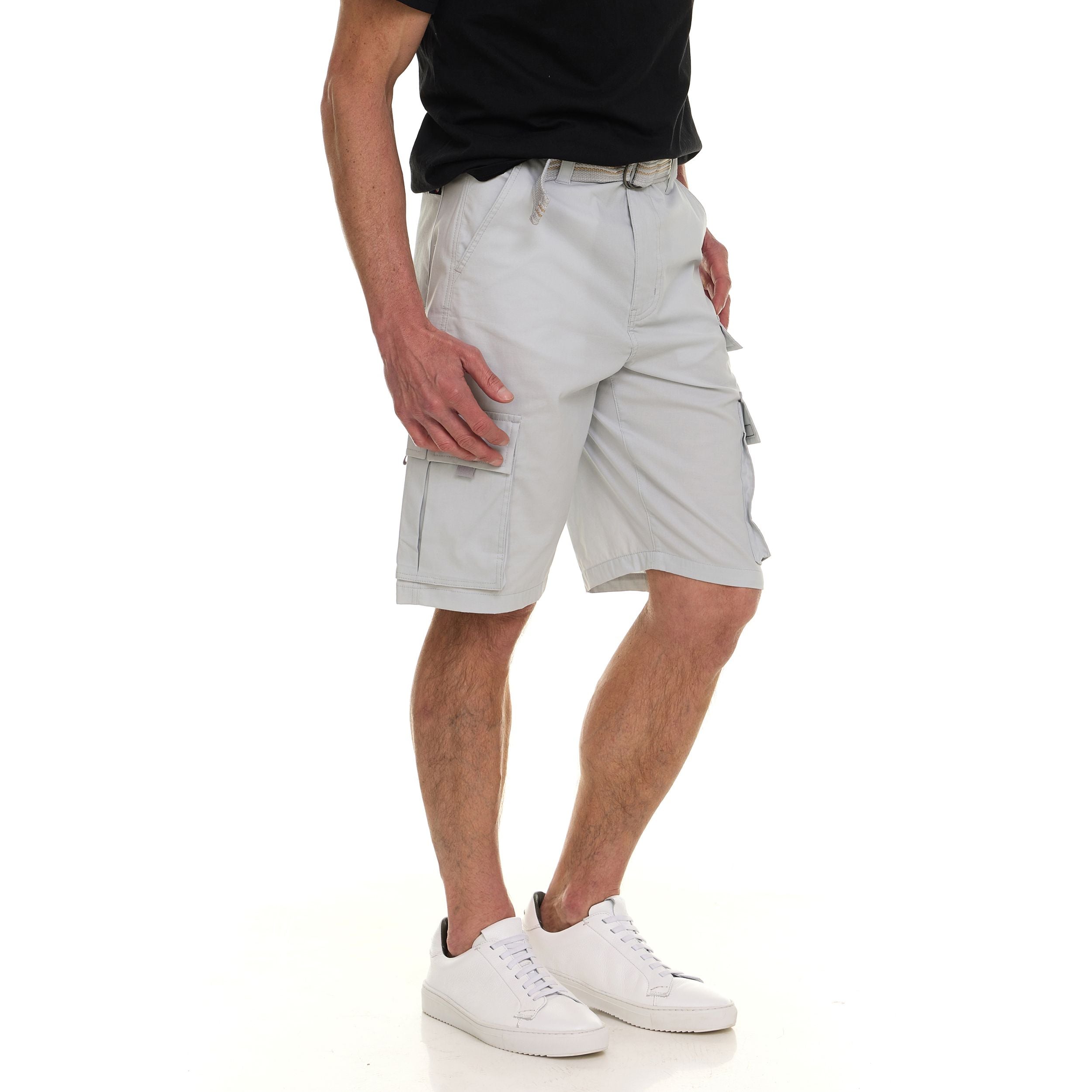 Canada Weather Gear Men’s Belted Cargo Shorts – Lightweight Cotton Stretch Fabric, Classic Fit with Multiple Pockets