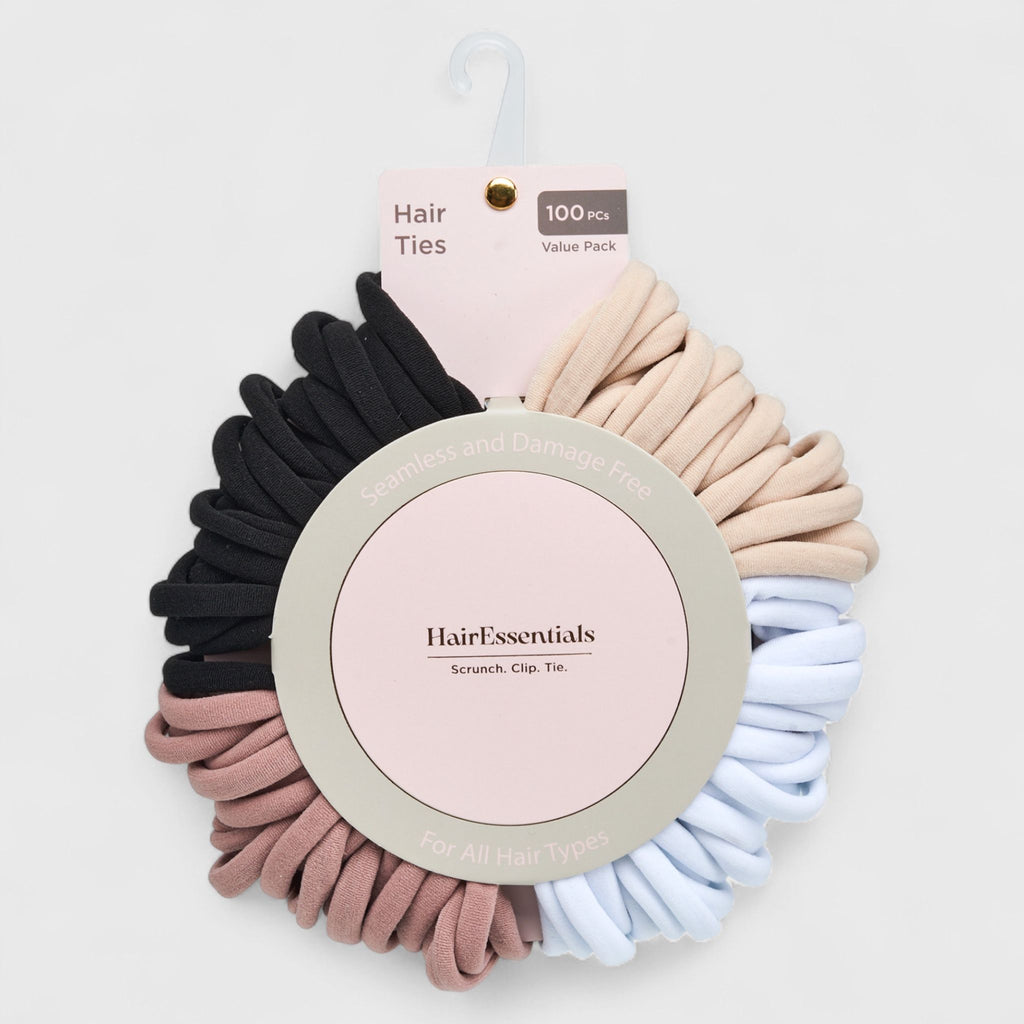 Hair Essentials 100pc Hair Ties - Seamless No-Damage Hair Ties for Women- 100pcs