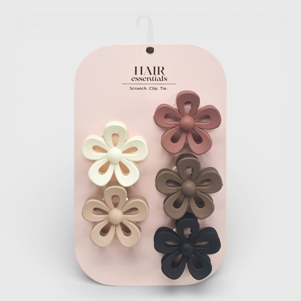 Hair Essentials 5pk Flower Claw Clips - Multicolored