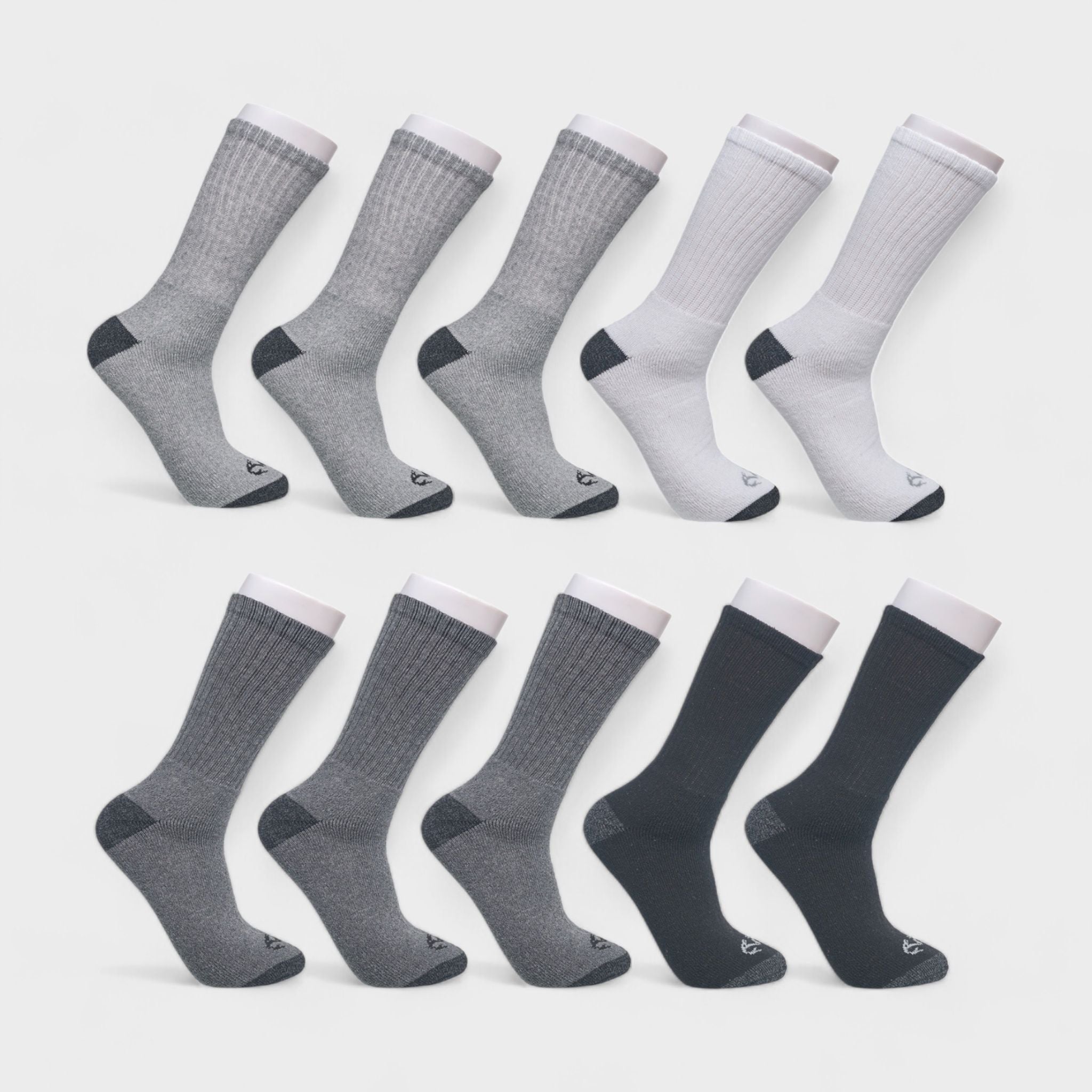 Realtree Men's 10-Pack Crew Socks - Cotton Blend, Full Cushion, Reinforced Heel & Toe - Durable Everyday Comfort (Shoe Size 6-12)