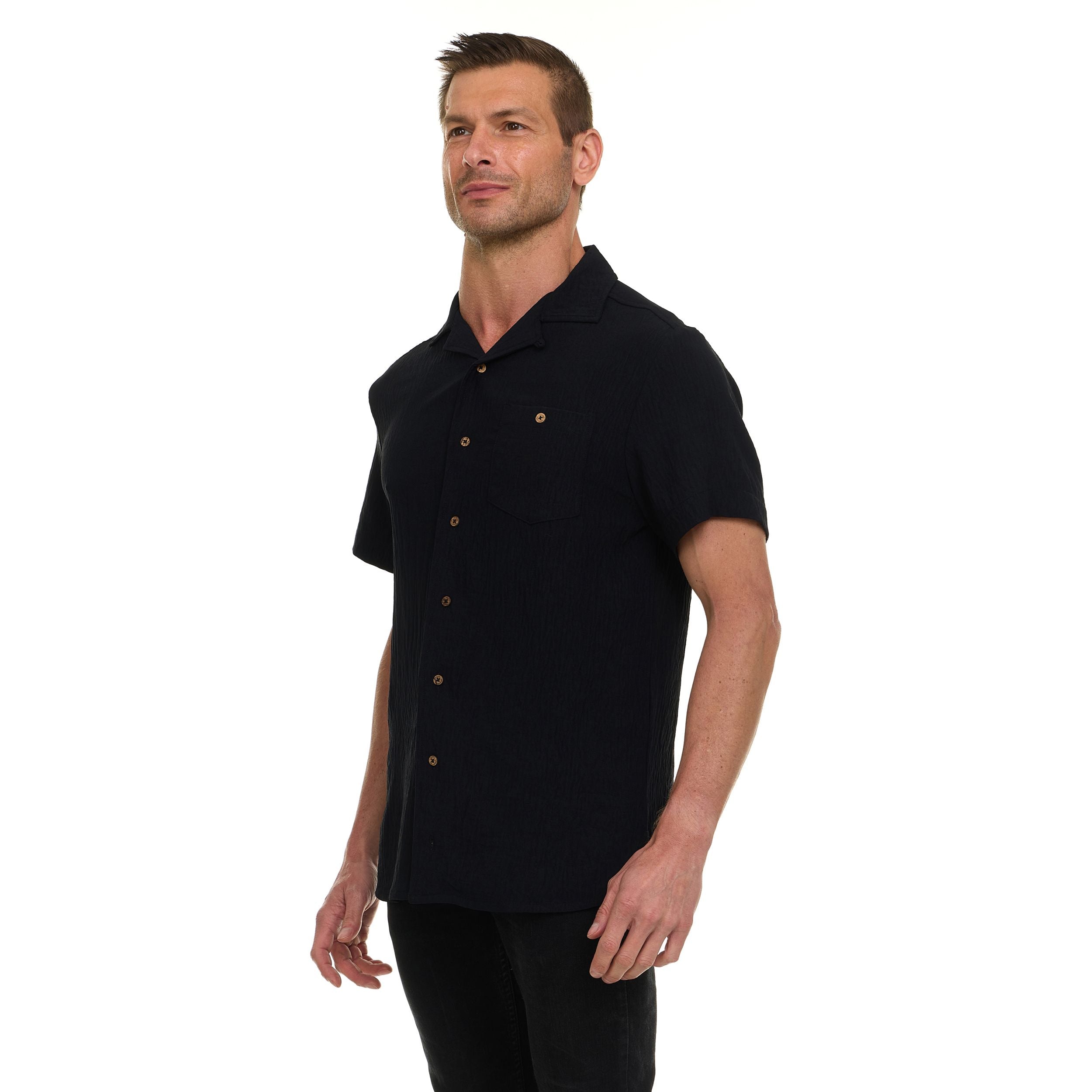 Super Triple Goose Men’s AIRFLOW Active Stretch Camp Collar Shirt – Short Sleeve, Lightweight, Breathable Button-Down Top