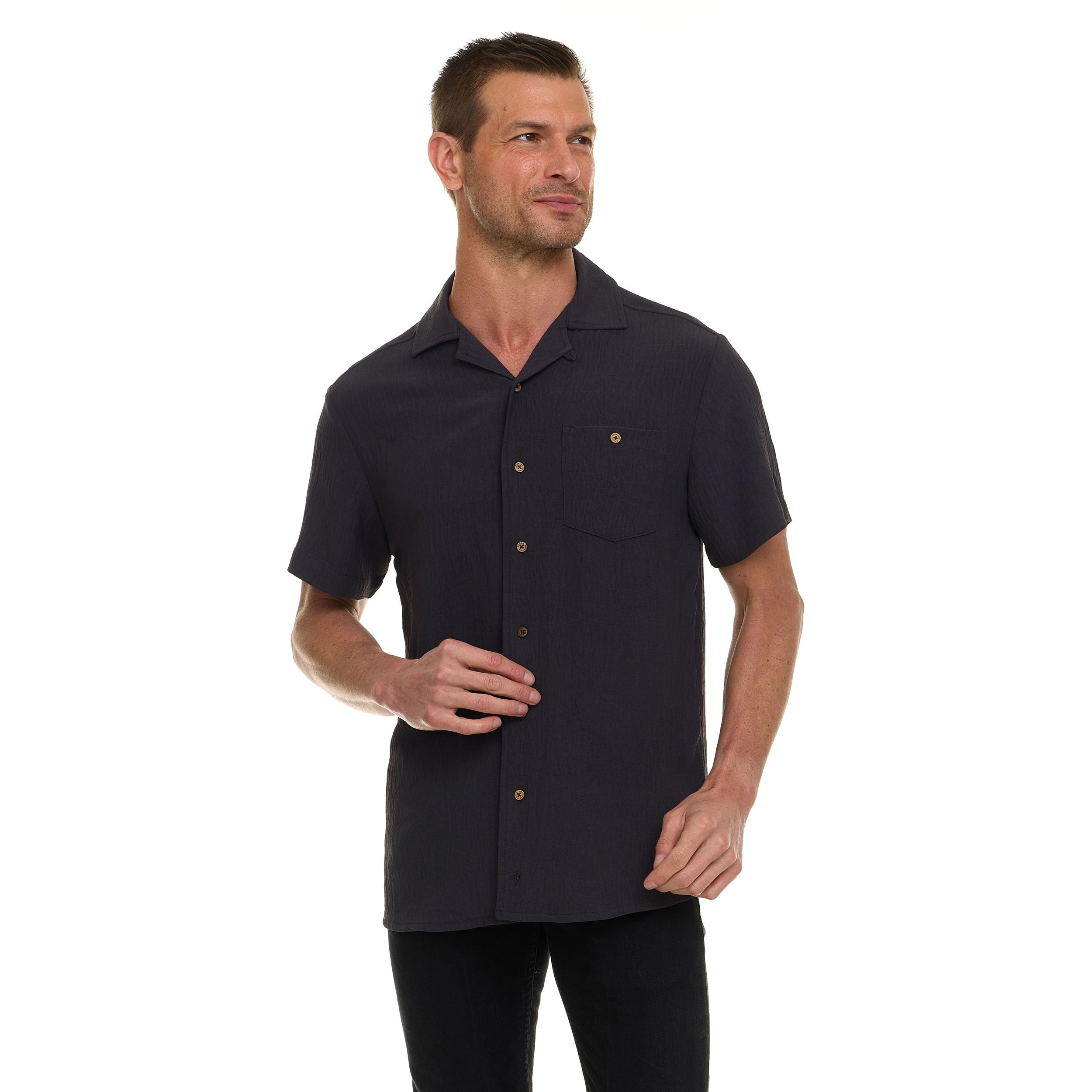 Super Triple Goose Men’s AIRFLOW Active Stretch Camp Collar Shirt – Short Sleeve, Lightweight, Breathable Button-Down Top
