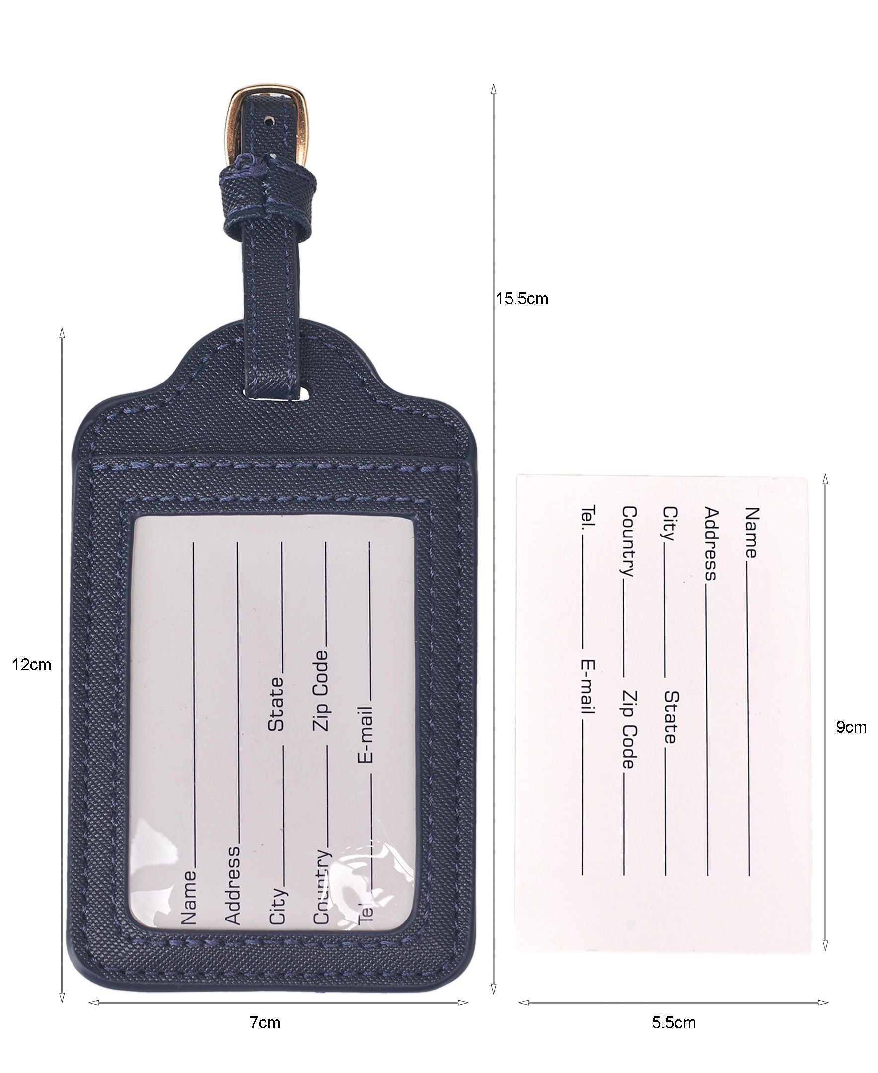 French Connection 4-Pack Premium Luggage Tags - Durable Faux Leather Travel ID Labels with Secure Buckle
