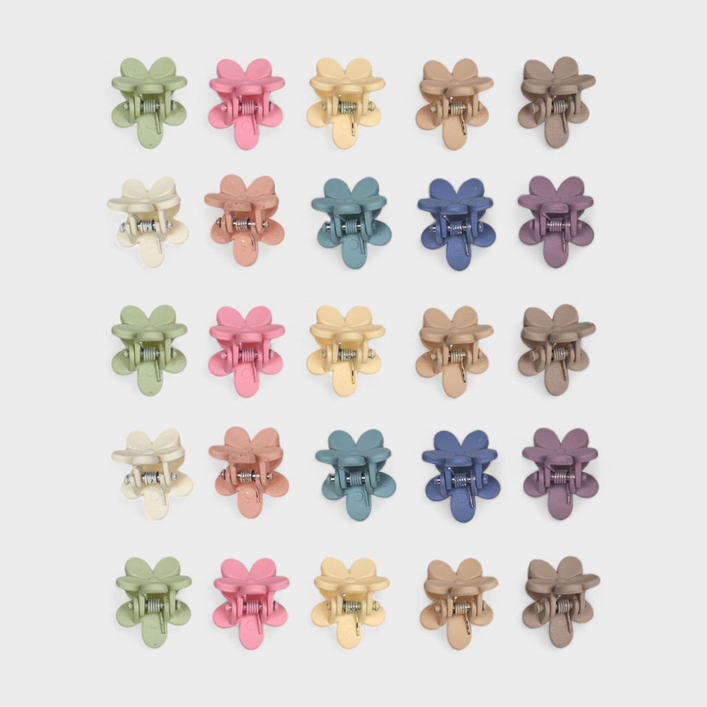 Willow & Ruby Girl's 50-Piece Mini Flower Hair Claw Clips - No-Slip Design - 50pcs