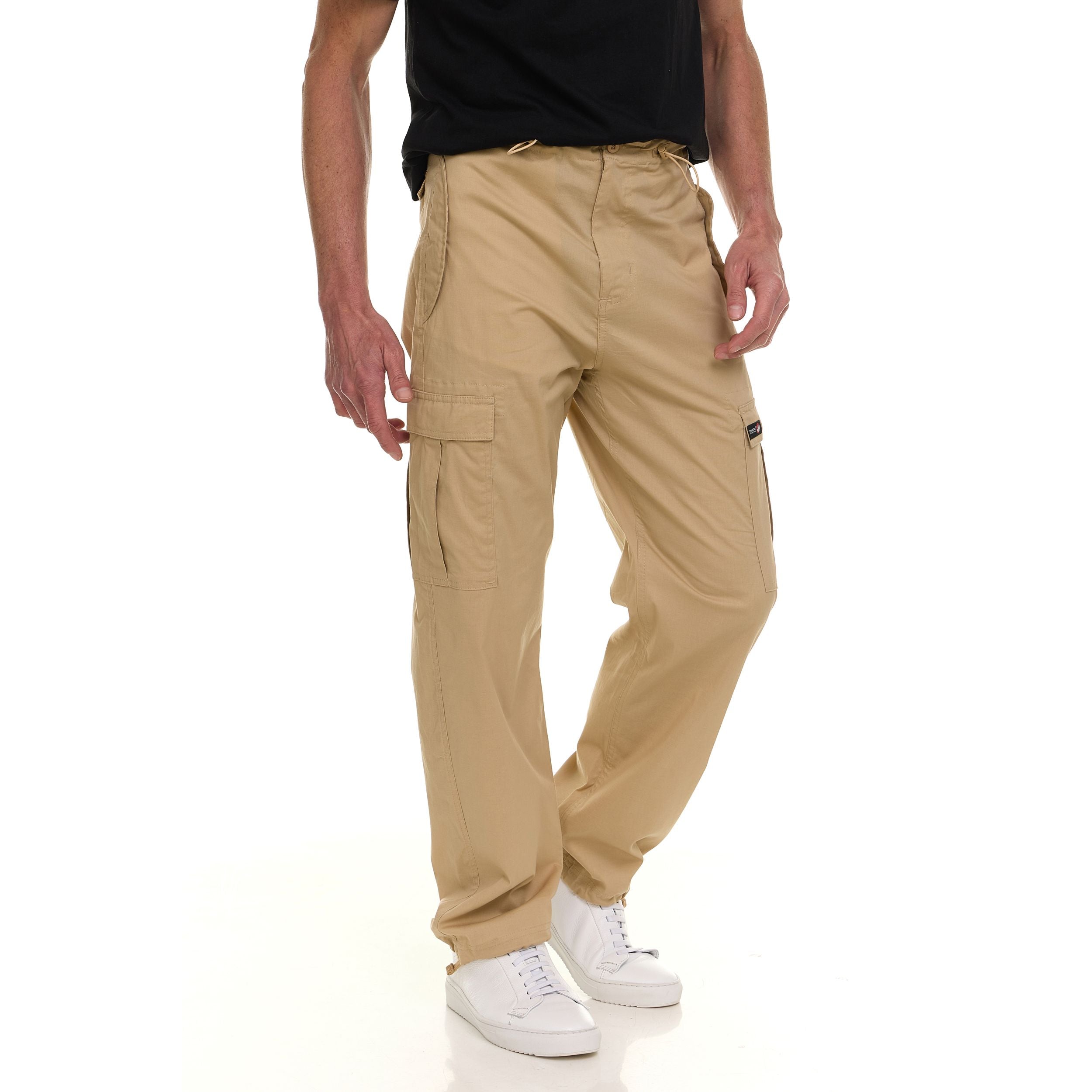Canada Weather Gear Men’s Wide Leg Cargo Stretch Pants – Lightweight Utility Trousers with Drawstring Hem & Multi-Pockets