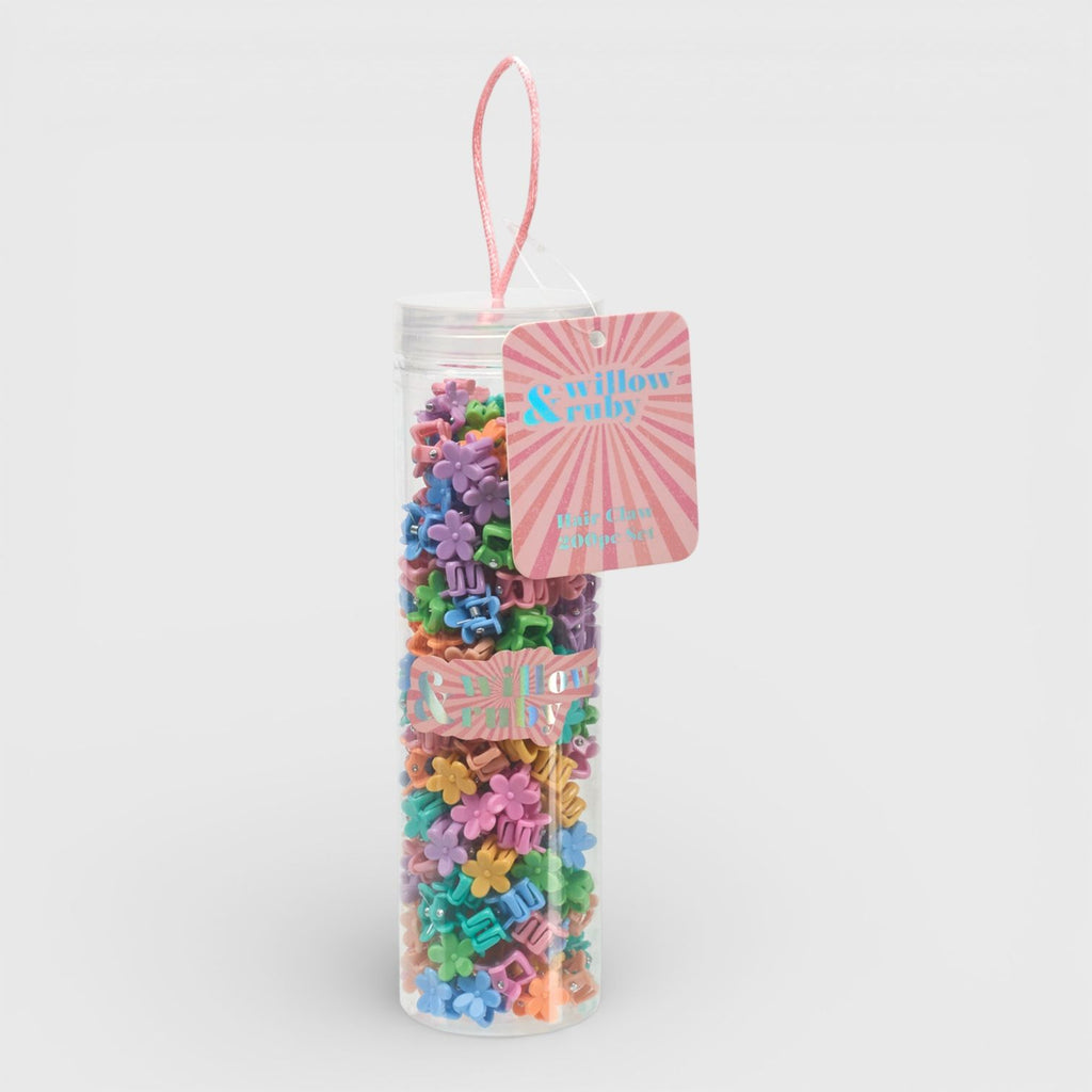 Willow & Ruby 200pc Mini Flower Hair Claw Clip Set - Assorted Multicolor