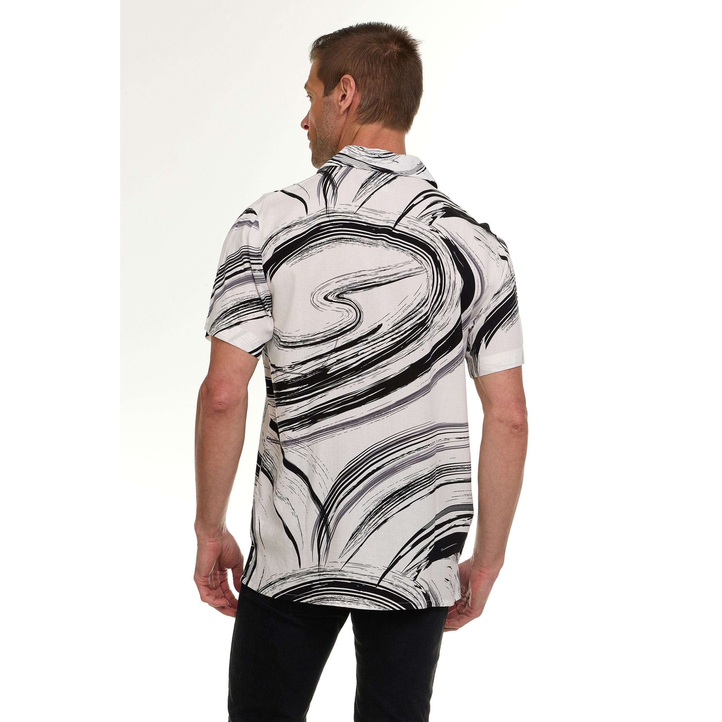 Super Triple Goose Men’s Printed Rayon Camp Collar Shirt - Soft Feel, Moisture-Wicking, Easy Care