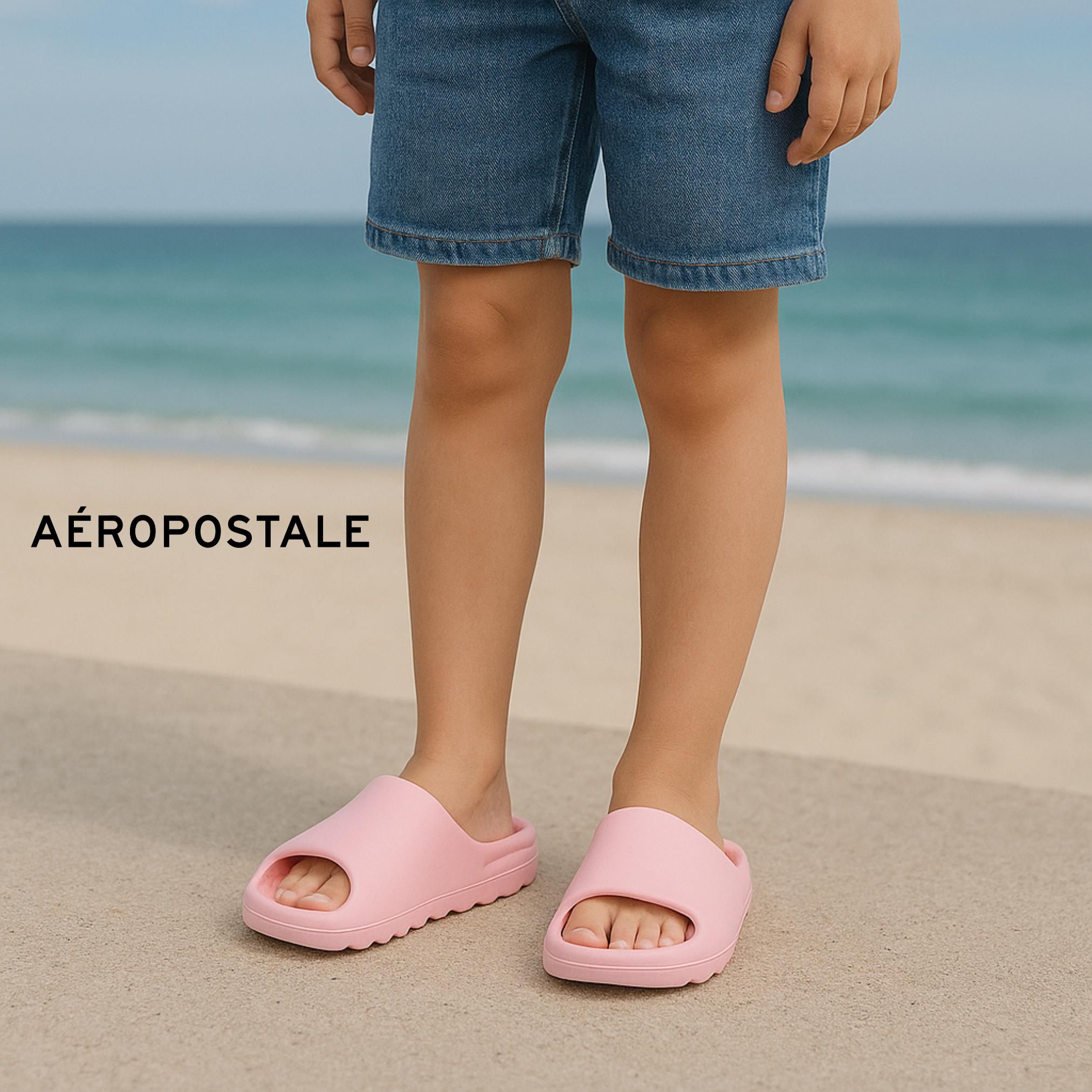 Aeropostale Youth Cloud Slide Sandals – Ultra-Soft EVA Cushion, Lightweight Slip-On Pool & Shower Slides for Boys & Girls in Lilac, Size 11