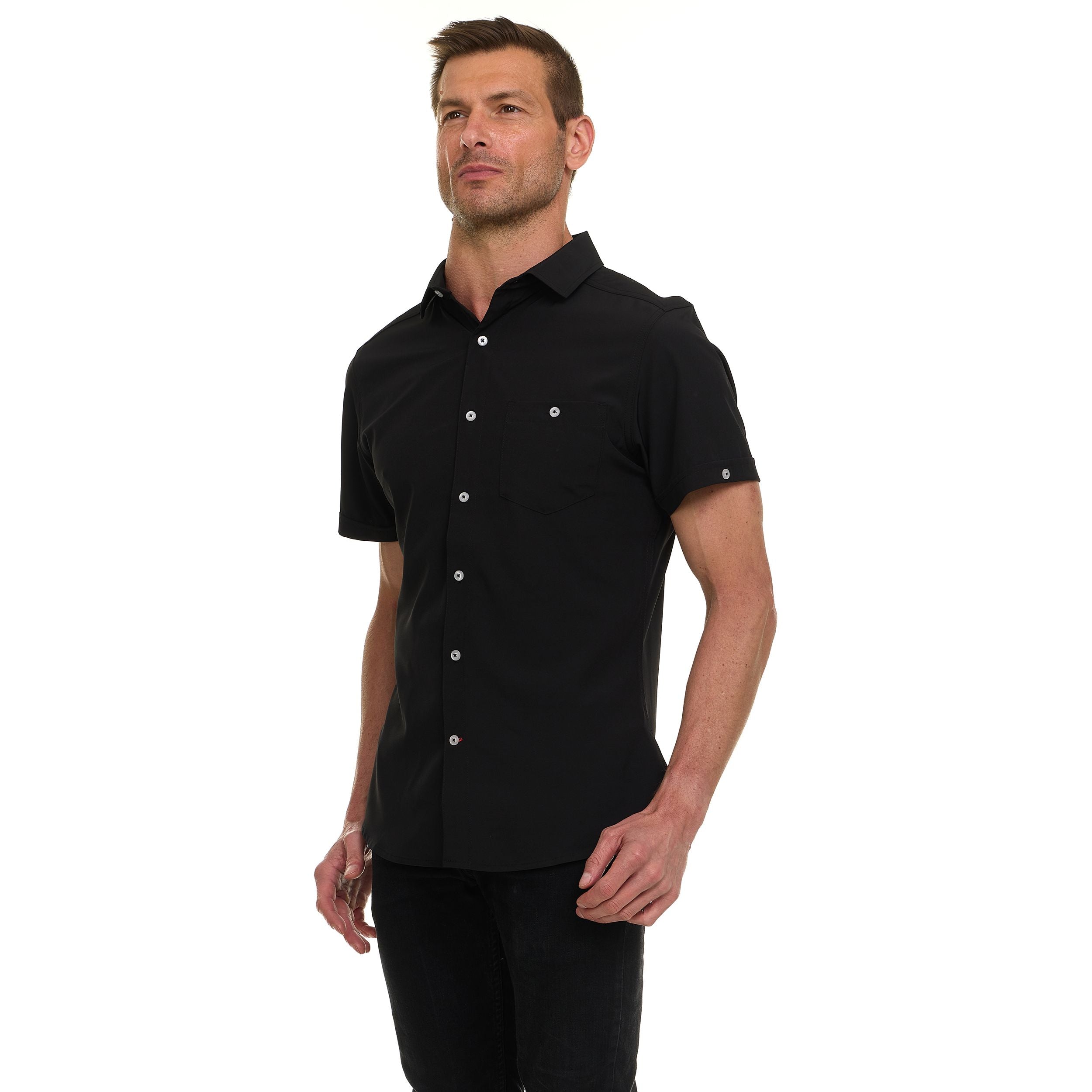 Canada Weather Gear Men’s Short Sleeve Button-Up Shirt – Stretch Dress Shirt – Wrinkle Resistant, Moisture Wicking