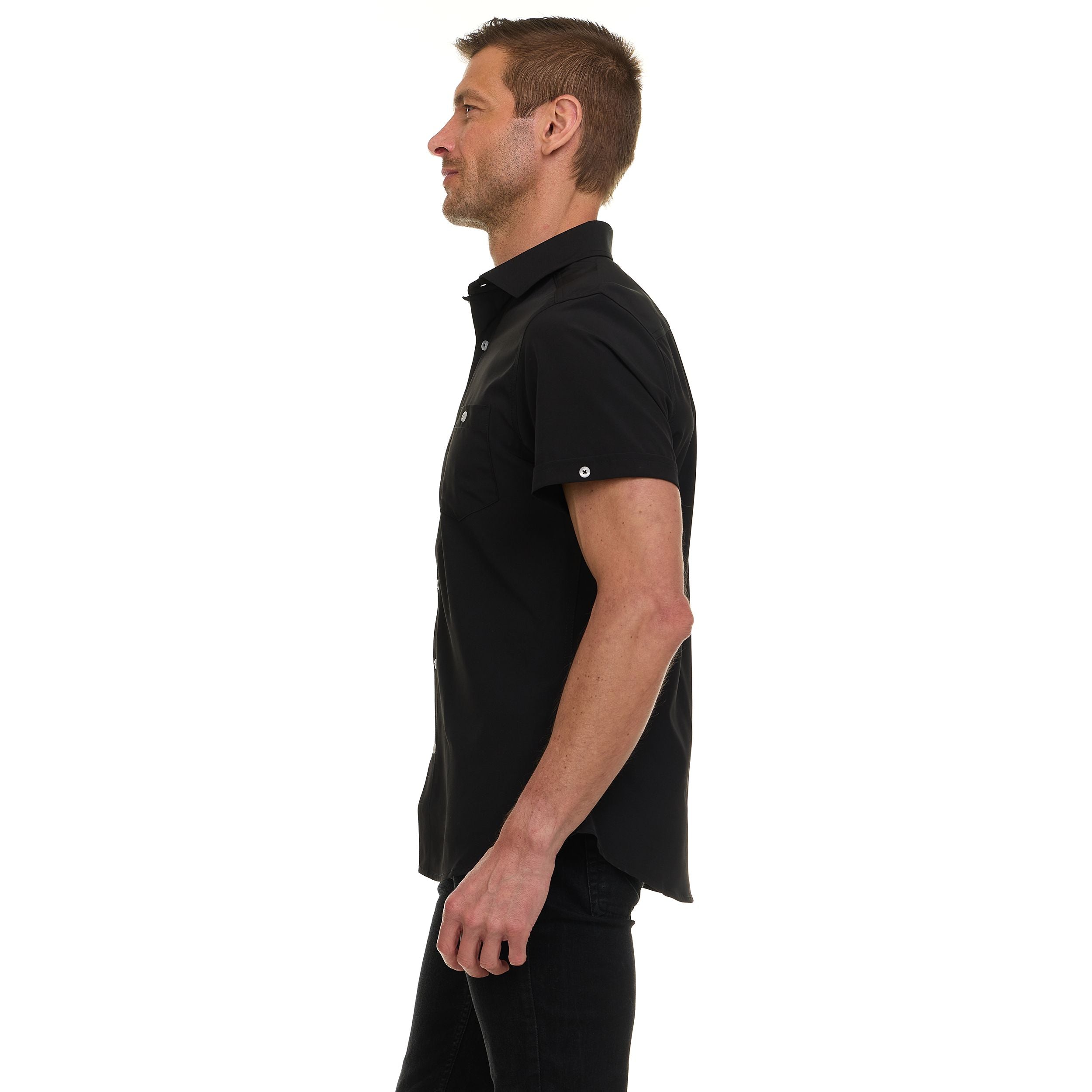 Canada Weather Gear Men’s Short Sleeve Button-Up Shirt – Stretch Dress Shirt – Wrinkle Resistant, Moisture Wicking