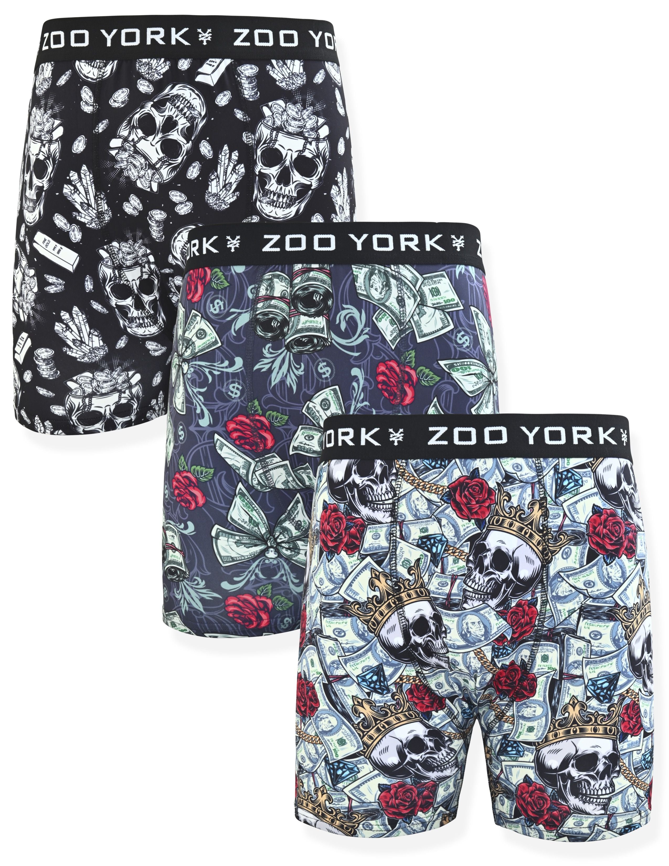 Zoo York Men's 3 Pack Boxer Briefs - 360 Stretch Print Premium Underwear for Men