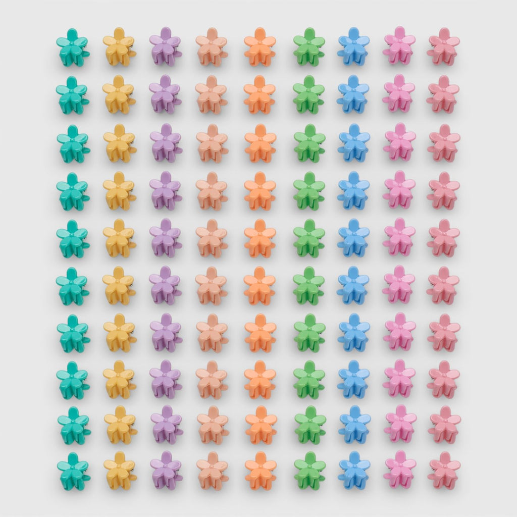 Willow & Ruby 200pc Mini Flower Hair Claw Clip Set - Assorted Multicolor