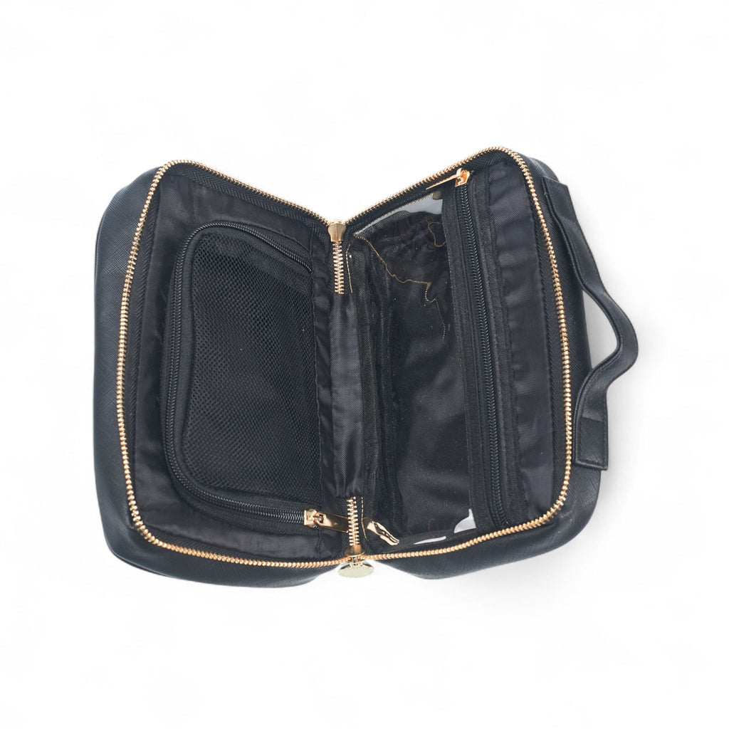 French Connection Travel Organizer Pouch – Luxe Double-Zip Toiletry & Tech Case with Handle