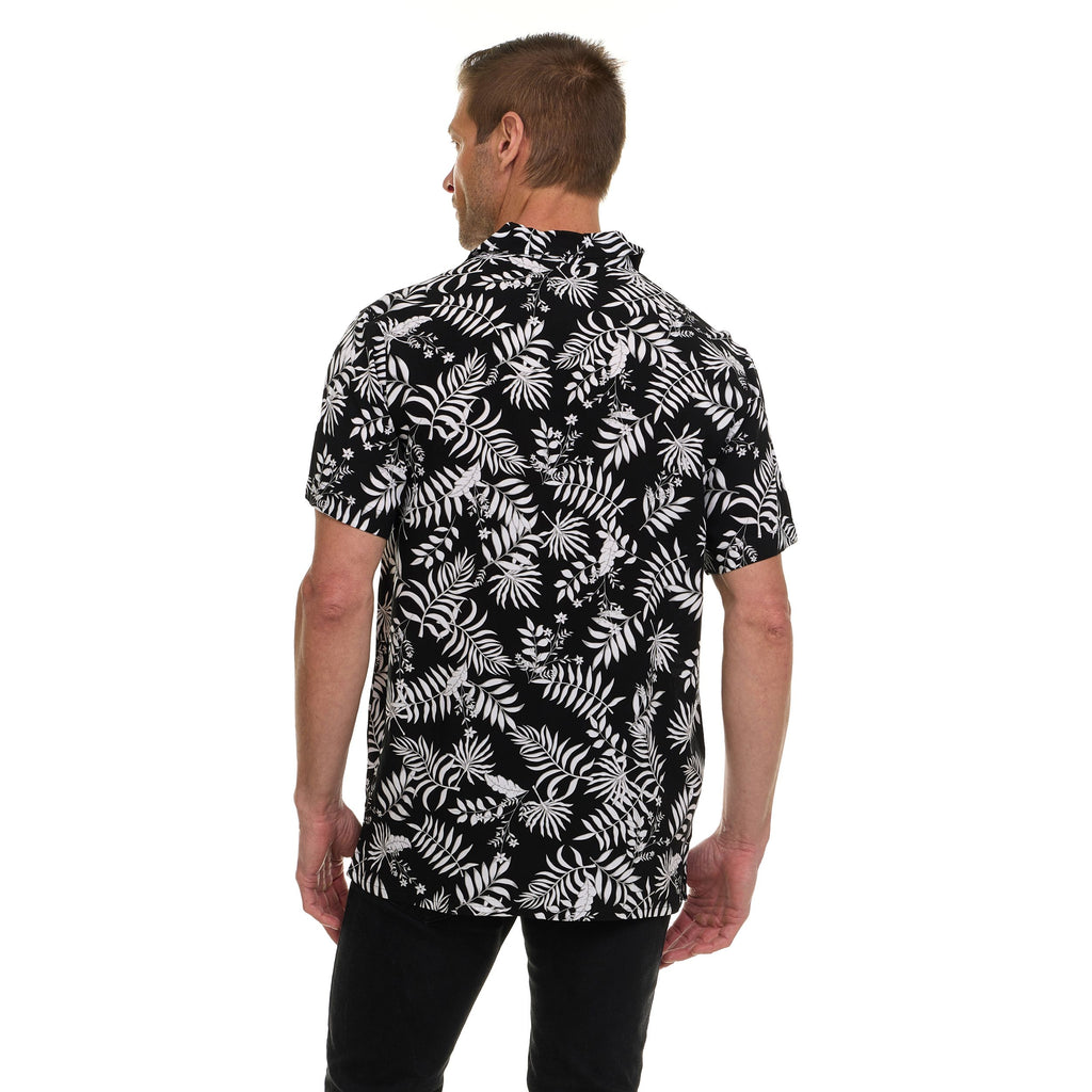 Super Triple Goose Men’s Printed Rayon Camp Collar Shirt - Soft Feel, Moisture-Wicking, Easy Care