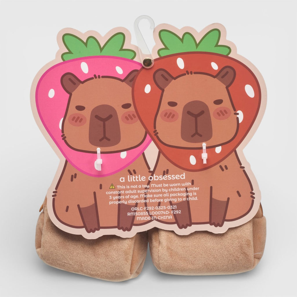 A Little Obsessed 2pk Strawberry Capybara Mini Purse Keychains