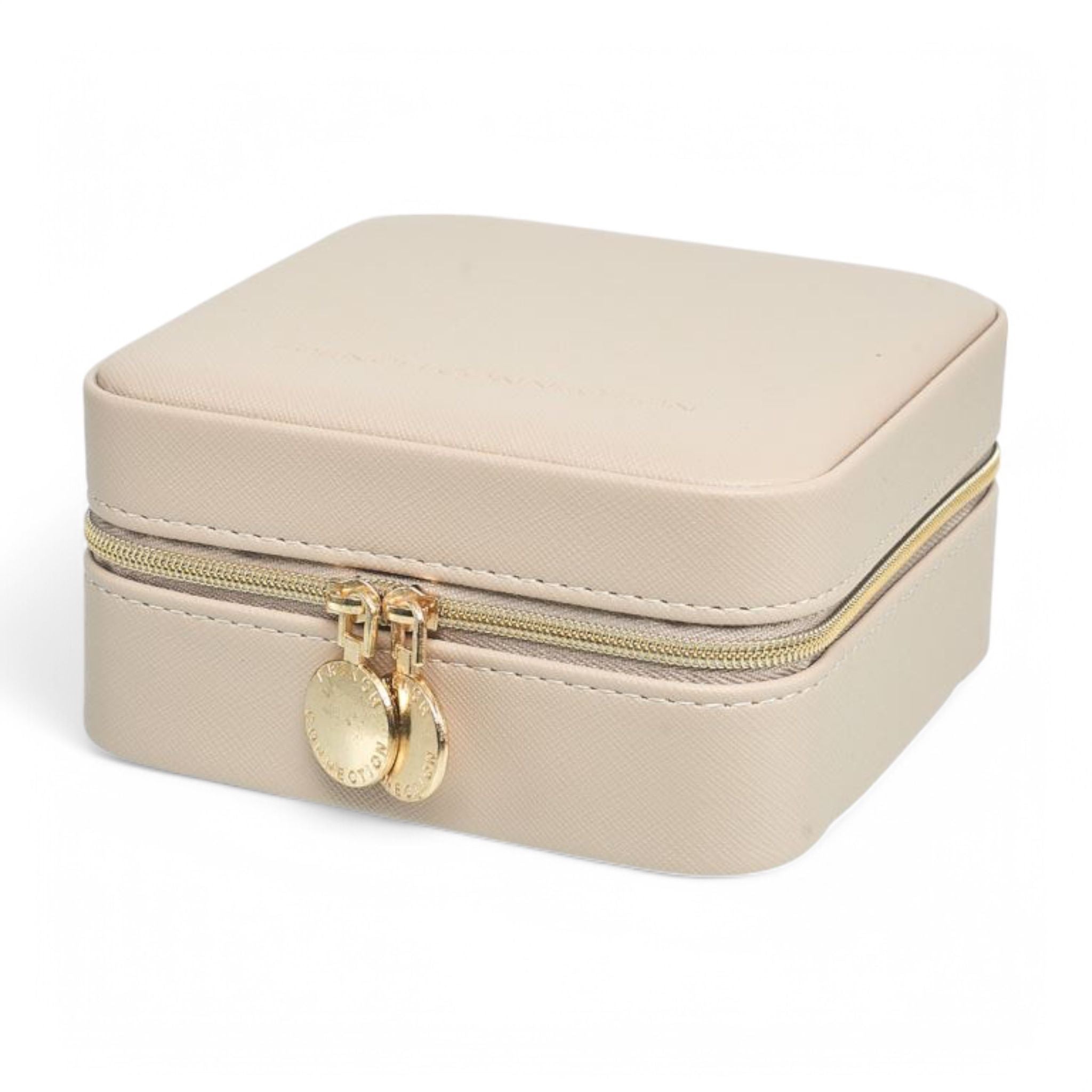 French Connection Large Travel Jewelry Box Organizer with Mirror – Faux Leather Storage for Rings, Earrings, Necklaces & Bracelets