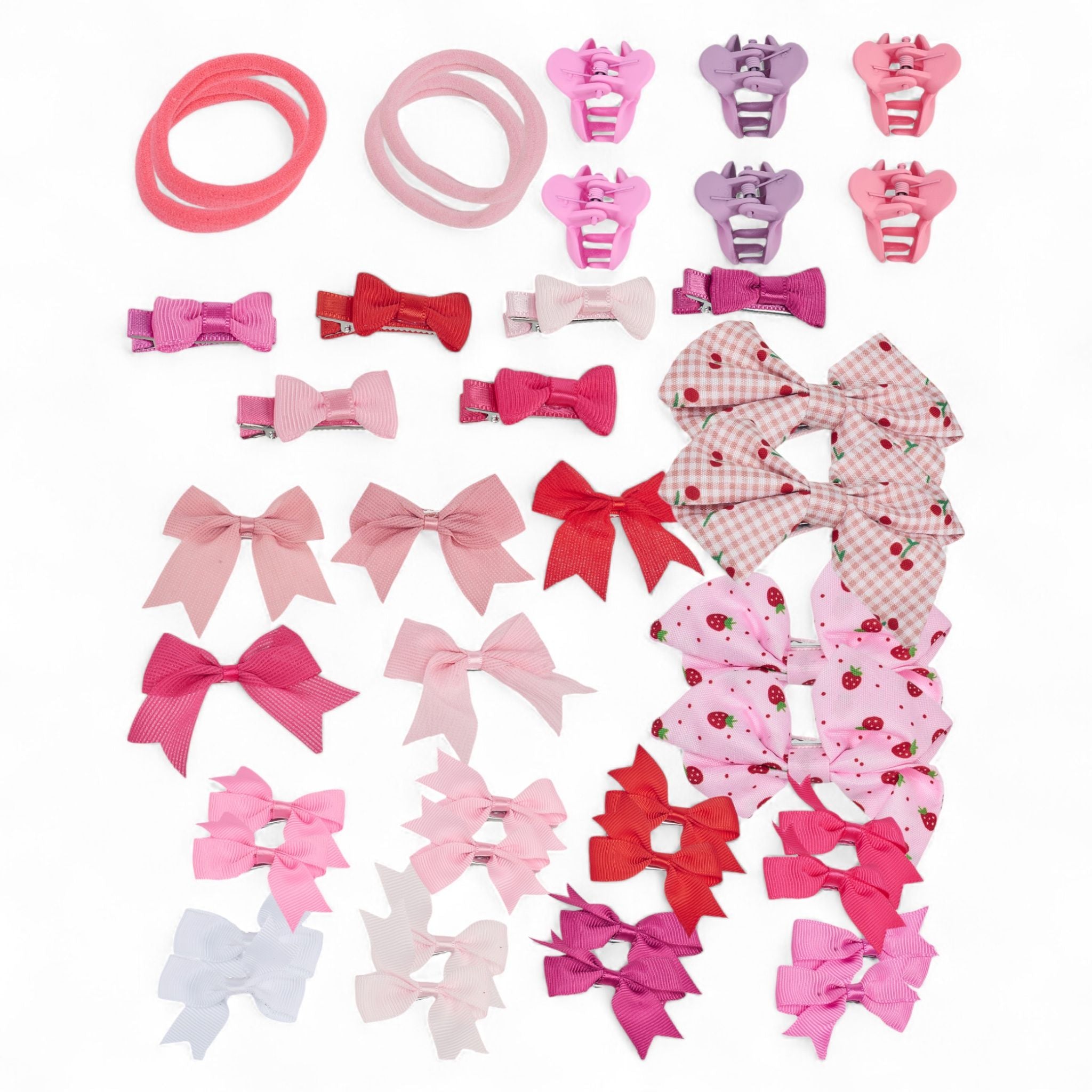 WIllow & Ruby 40pc Girls' Hair Bow & Clip Set with Foldable Travel Organizer for Infant, Baby, Child, Kids - Pink