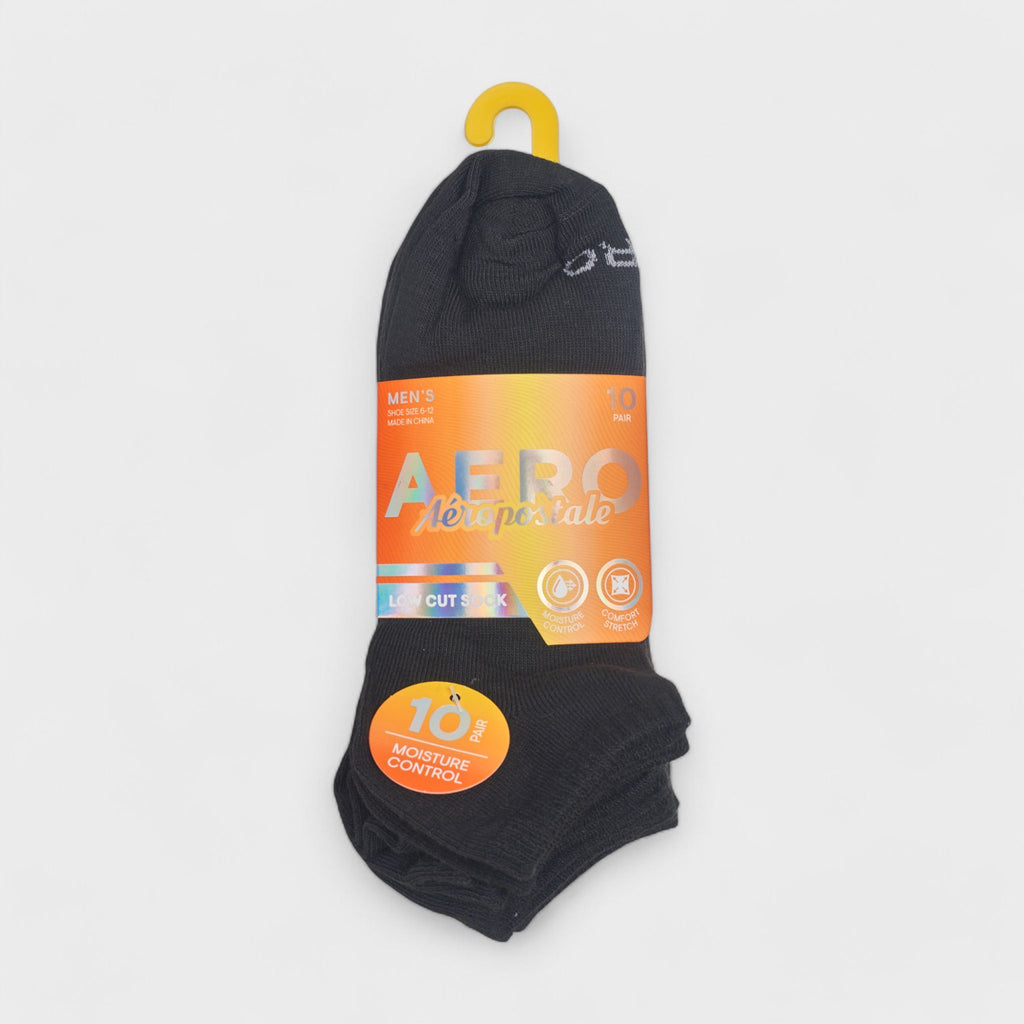Aeropostale Men's 10-Pack Low Cut Socks - Comfort Stretch, Moisture Wicking, Smooth Toe Seam (Shoe Size 6-12)