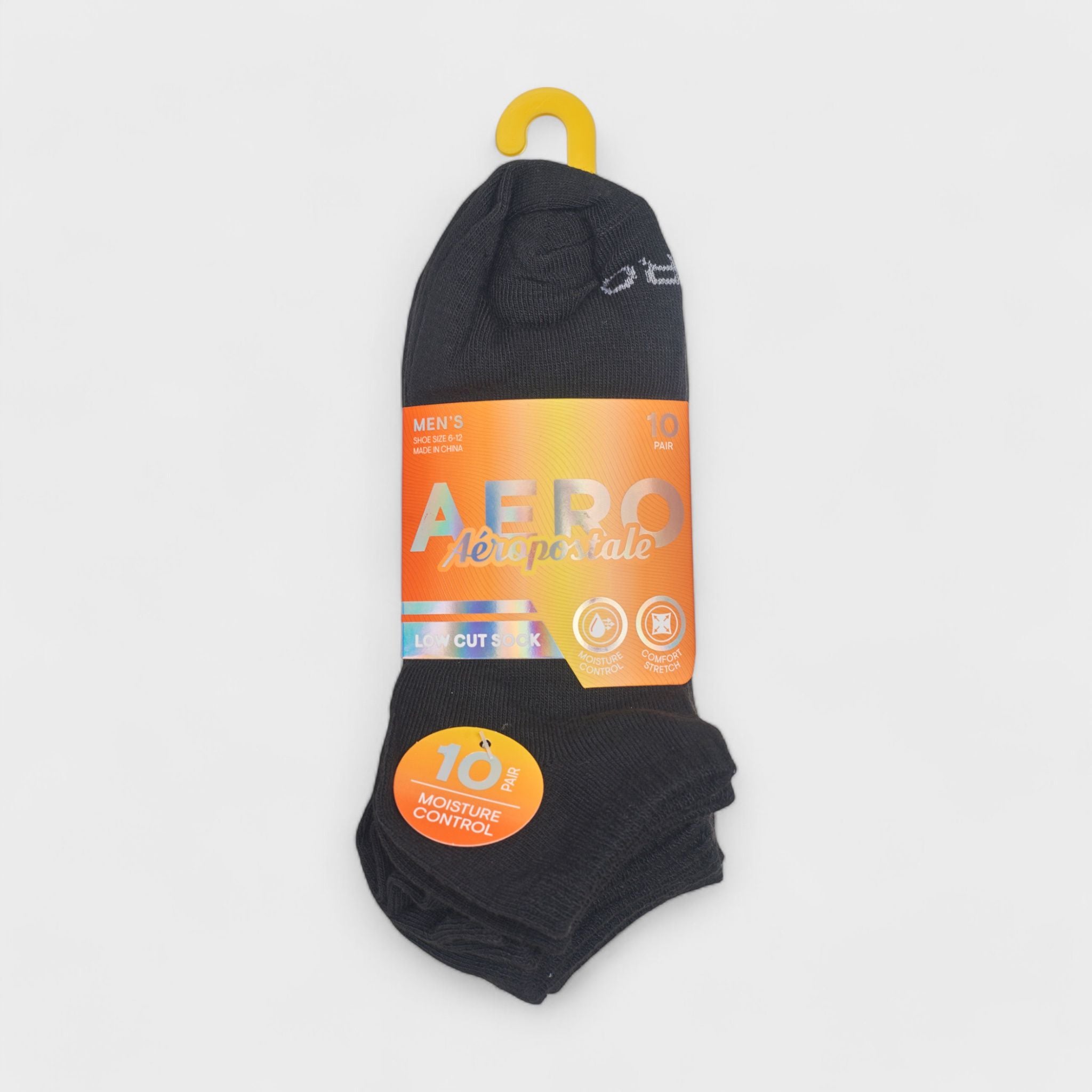 Aeropostale Men's 10-Pack Low Cut Socks - Comfort Stretch, Moisture Wicking, Smooth Toe Seam (Shoe Size 6-12)