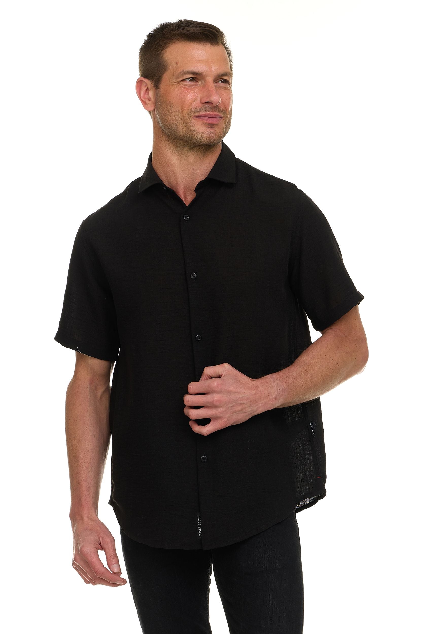 Canada Weather Gear Men’s Linen Look Short Sleeve Button-Up Shirt – Lightweight Collared Casual Shirt for Summer