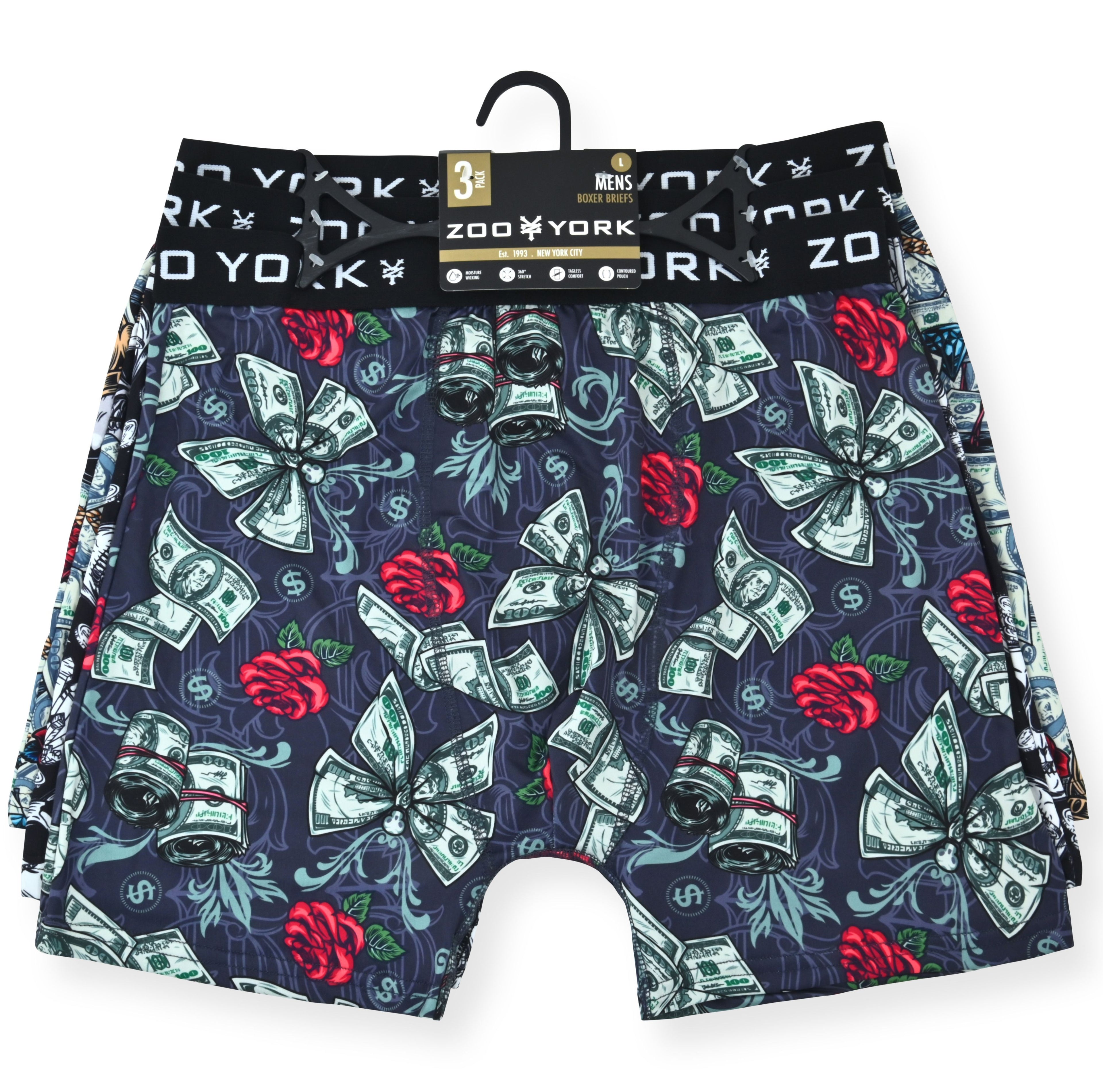 Zoo York Men's 3 Pack Boxer Briefs - 360 Stretch Print Premium Underwear for Men