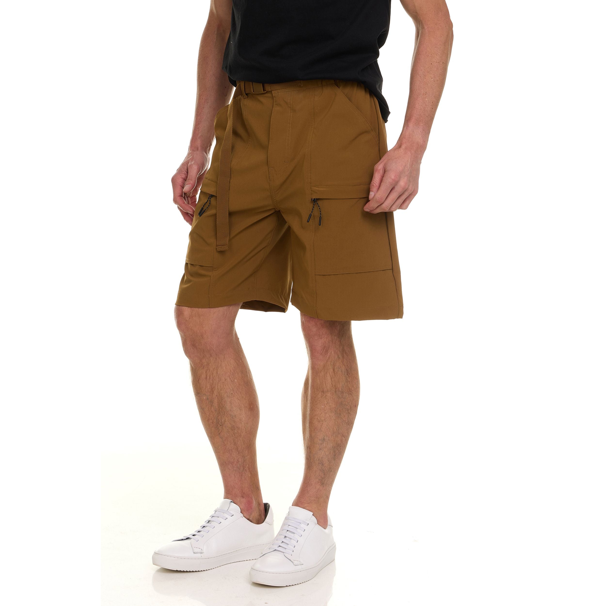 Canada Weather Gear Men’s Cargo Belted Shorts – Lightweight Stretch Twill Knee-Length Shorts with Pockets