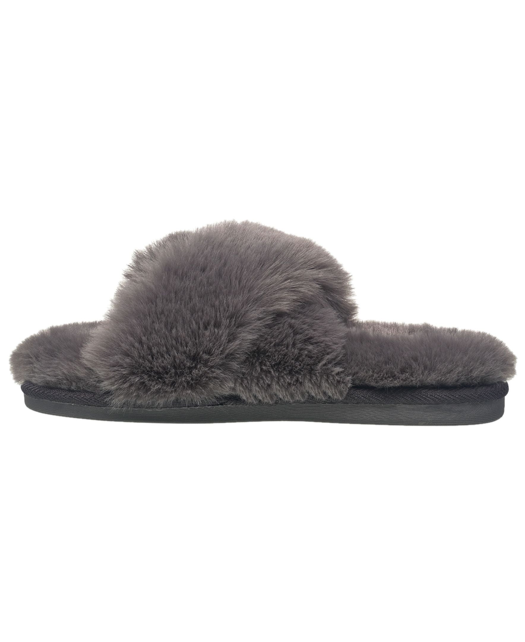 Aeropostale Women's Fuzzy Criss Cross House Slippers with Cushioned Comfort in Black