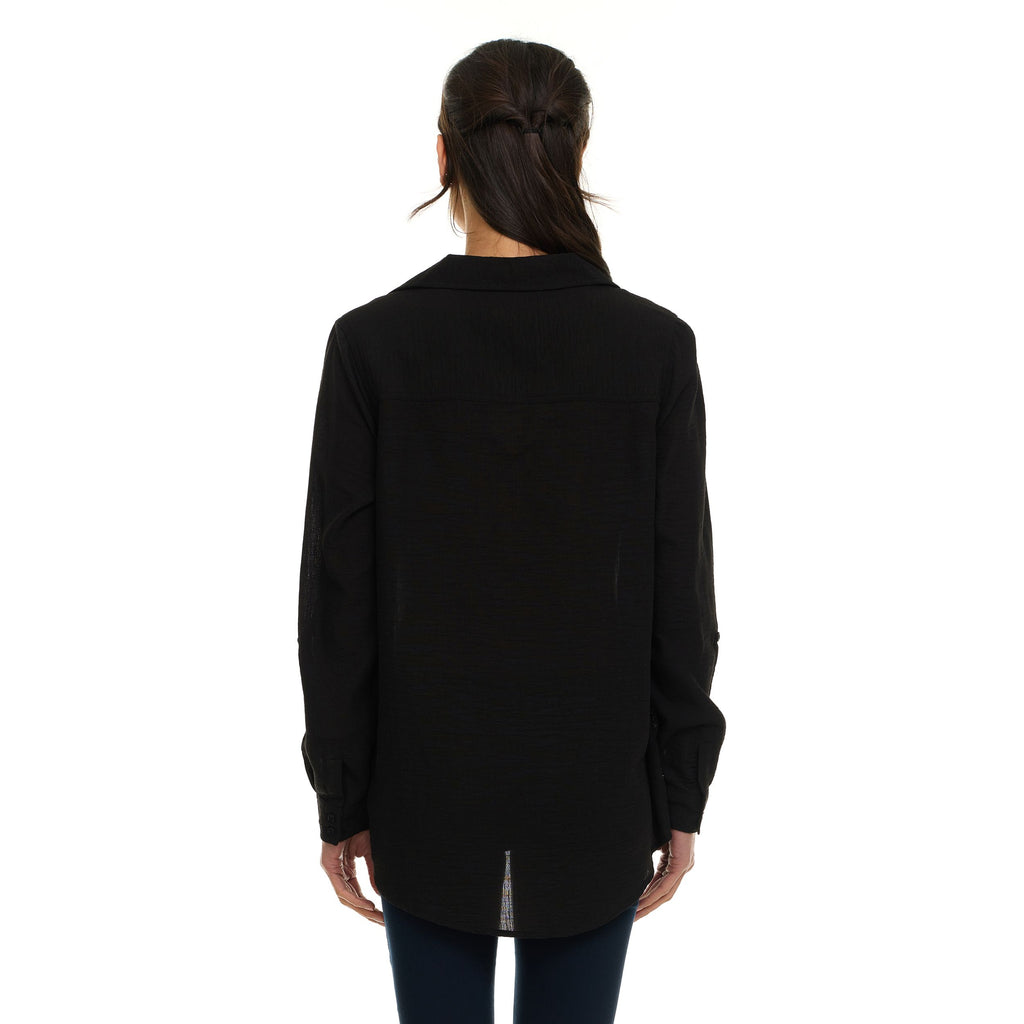 Super Triple Goose Women’s Linen Long Sleeve Button-Down Shirt – Lightweight Casual Collared Top with Pocket