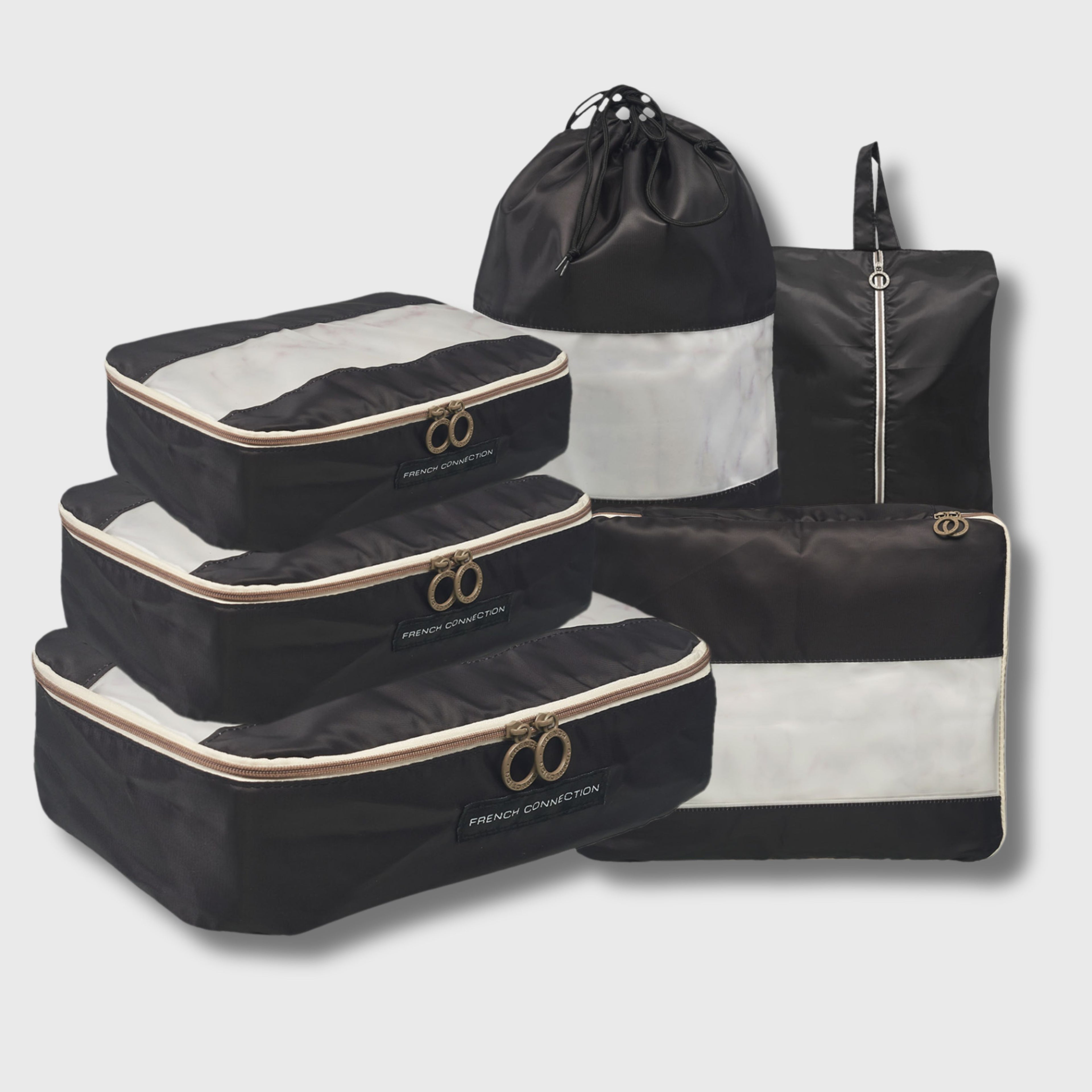 French Connection 6pc Packing Cube Set - Travel Storage Set for Luggage