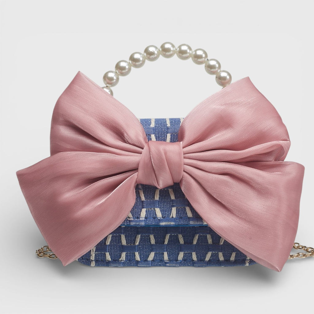 Willow & Ruby Girls' Mini Heart Crossbody Bag with Bow - Blue/Pink