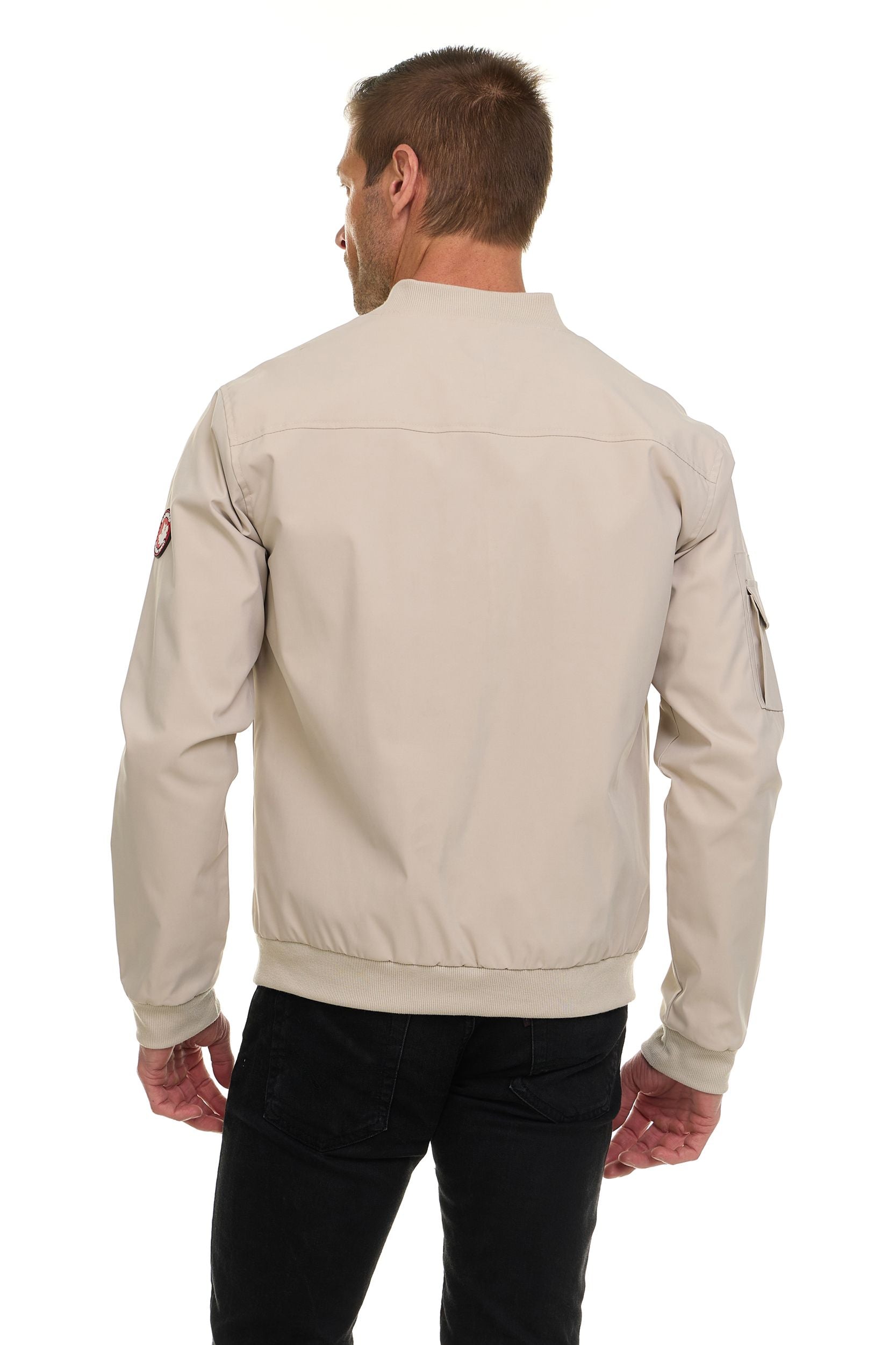 Canada Weather Gear Men’s Water Resistant Microfiber Bomber Jacket – Lightweight Zip-Up Windbreaker with Sleeve Pocket