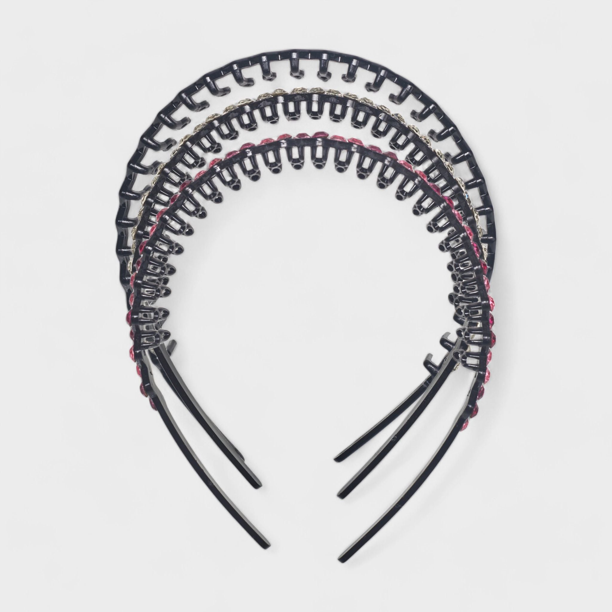 Hair Essentials Women's 3-Pack Comb Headbands - Non-Slip Decorative Hairband Set with Rhinestones
