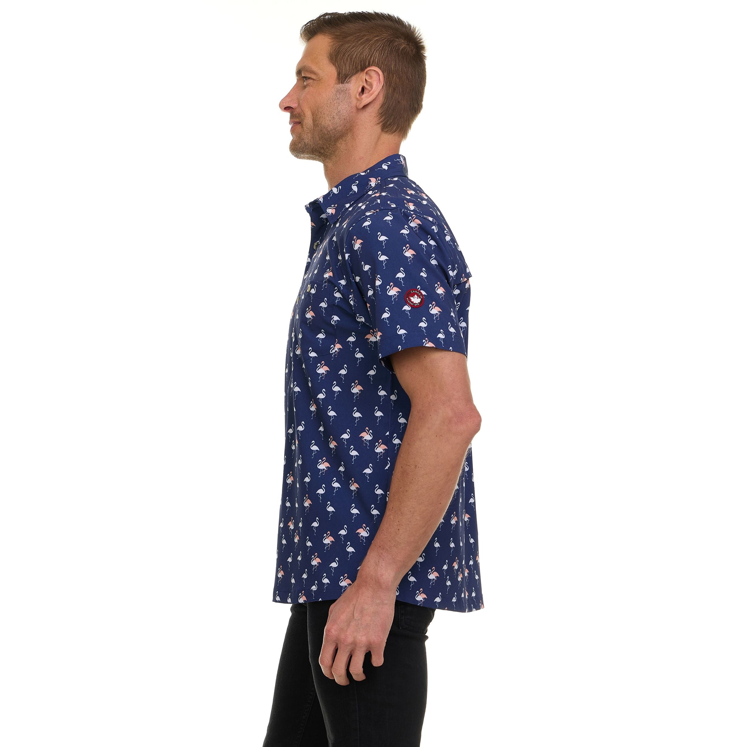 Canada Weather Gear Men's Short Sleeve Button-Up Shirt – Tropical Printed Casual Summer Shirt