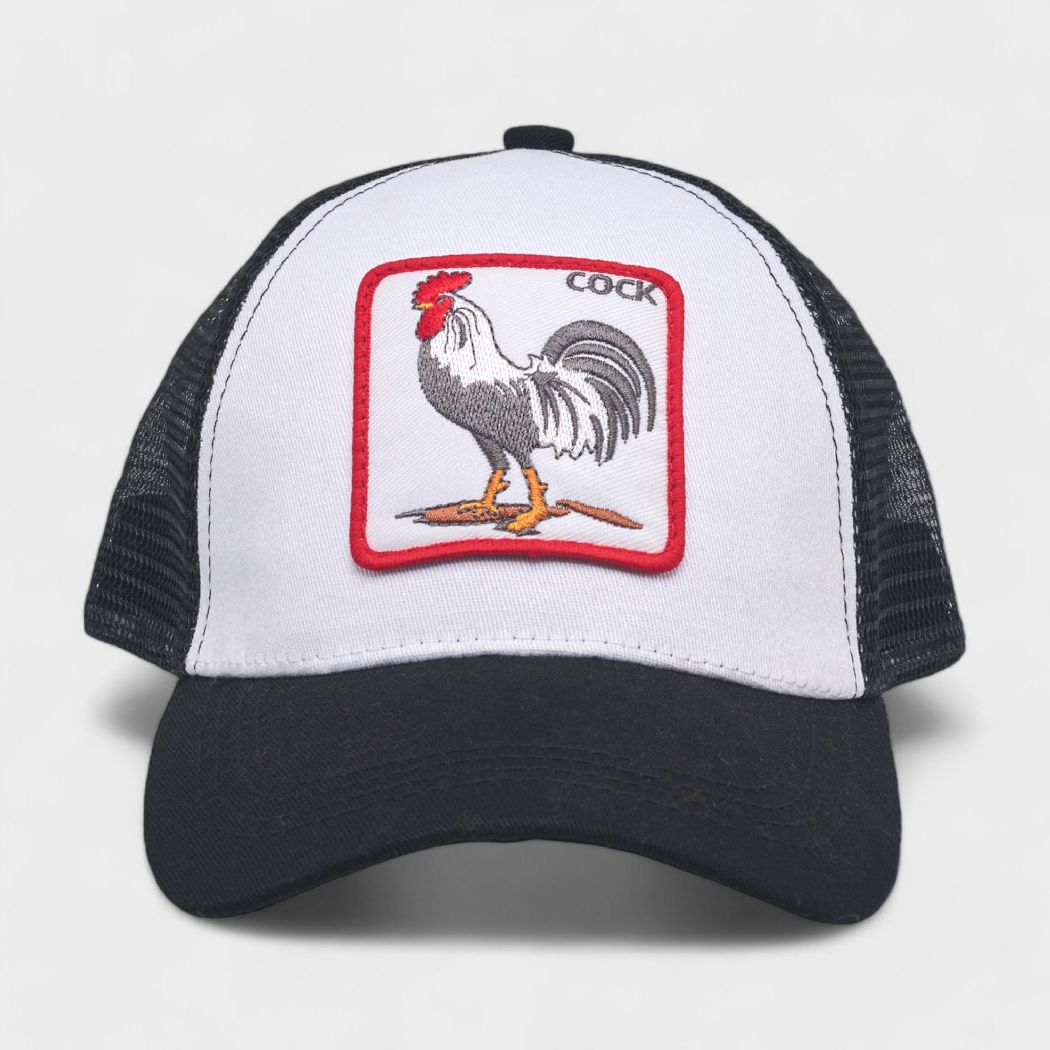 Vintage Trucker Cap for Men - Rooster & Lion Patch Mesh Back Baseball Hats