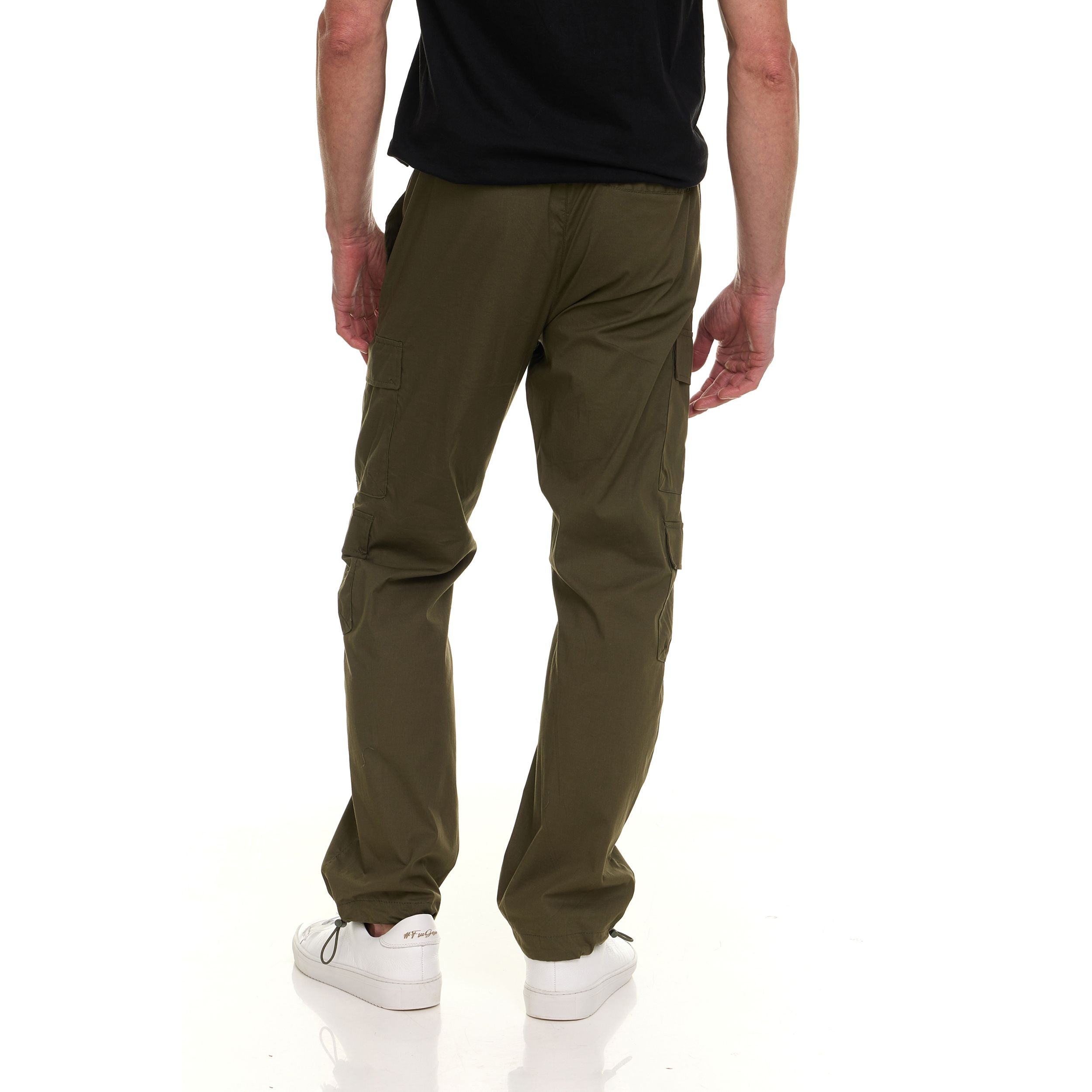 Canada Weather Gear Men’s 4-Pocket Lightweight Cargo Pants – Elastic Waistband with Drawstring, Adjustable Hem, Relaxed Fit