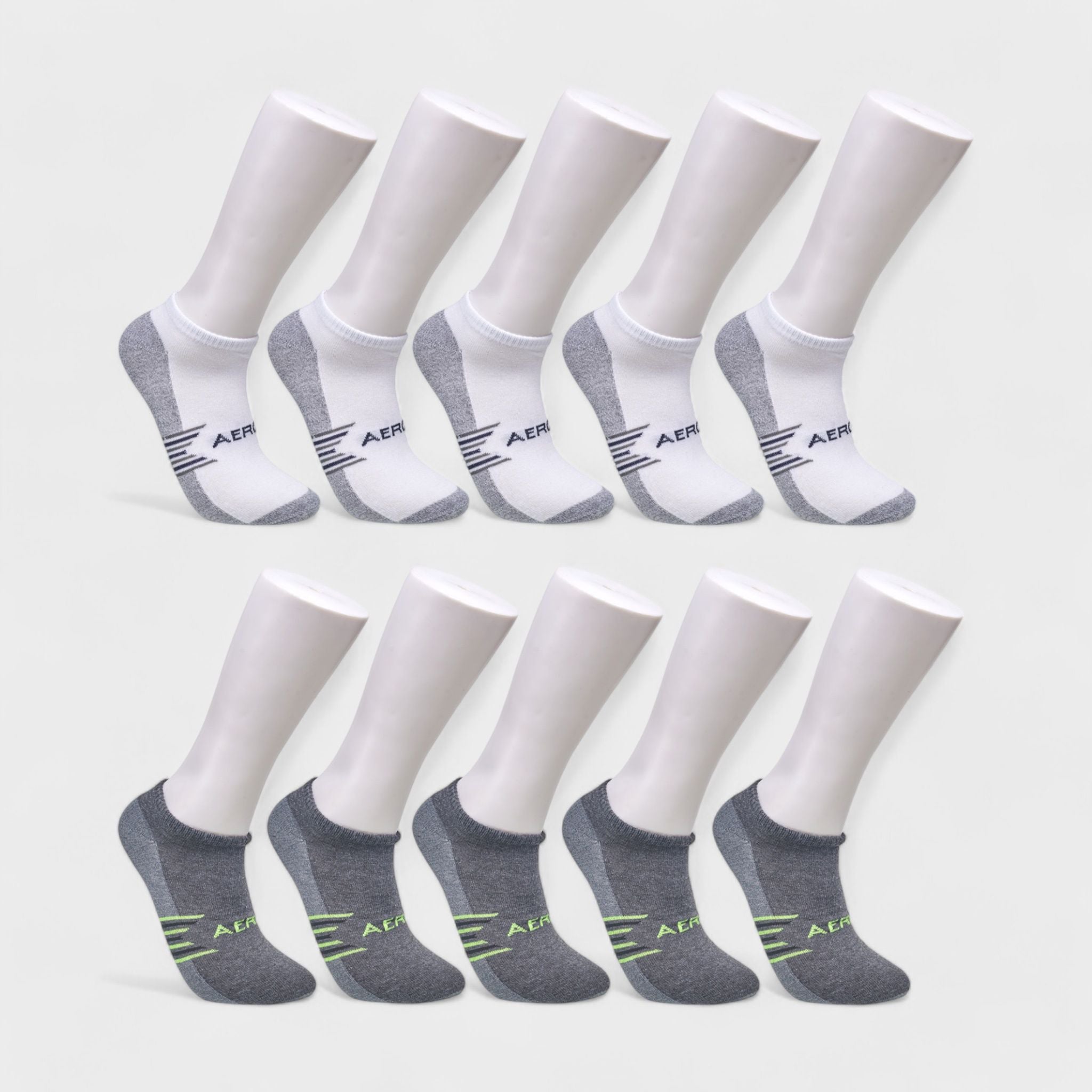 Aeropostale Men's 10-Pack Low Cut Socks - Comfort Stretch, Moisture Wicking, Smooth Toe Seam (Shoe Size 6-12)