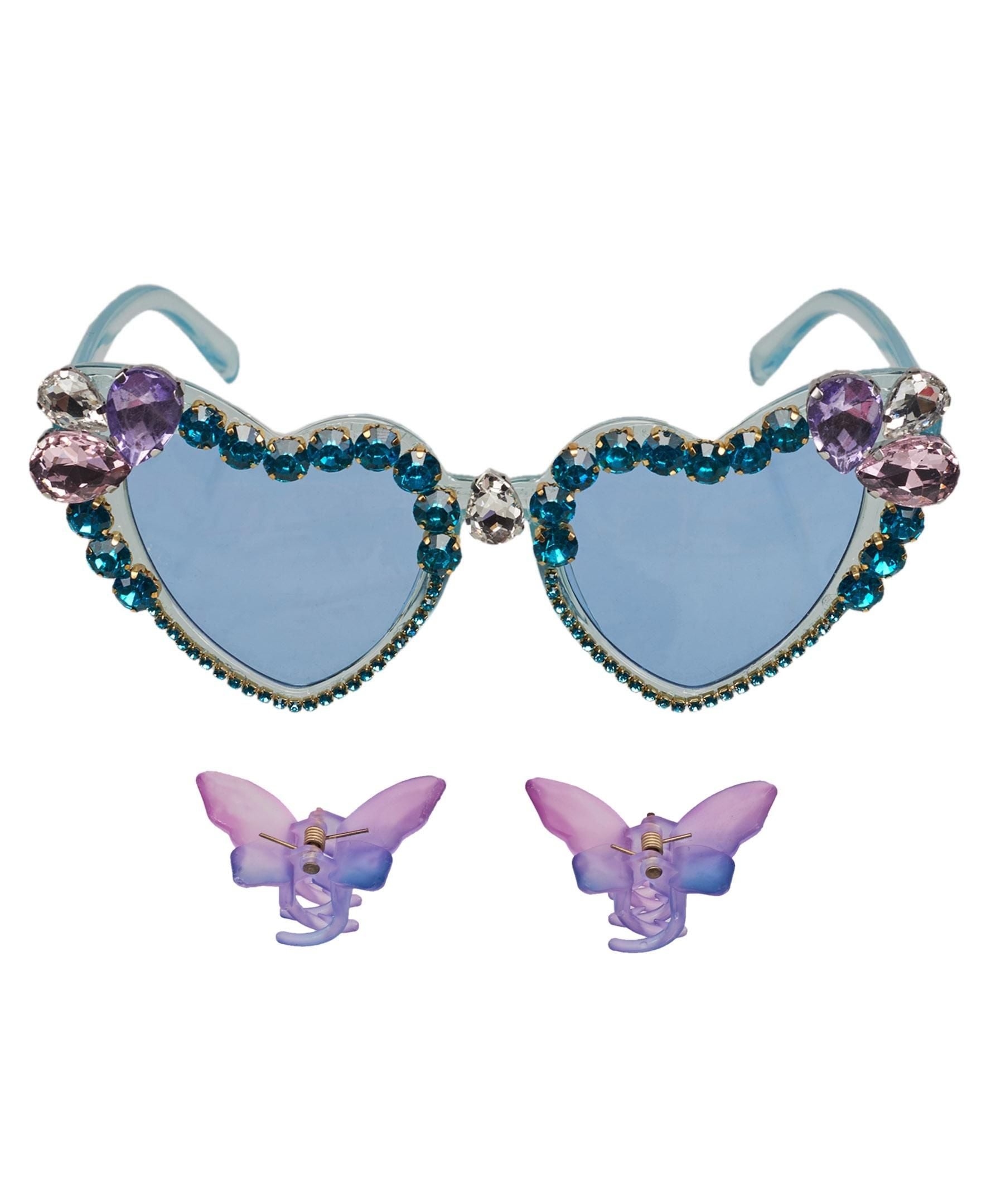 Willow & Ruby Kid's Fun Sunglasses with Hair Clip Set for Girls - Sunnies & Claws in Strawberry
