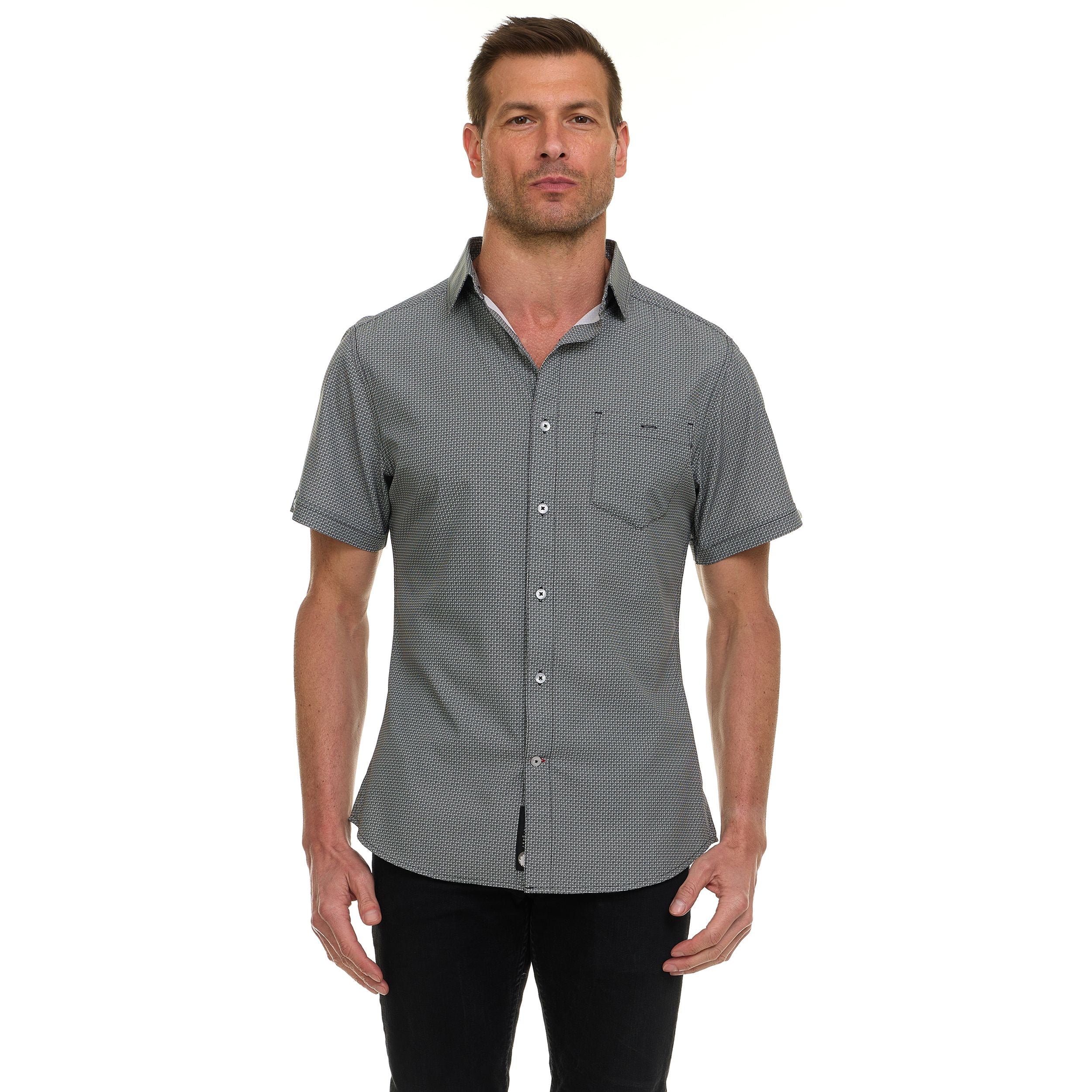 Canada Weather Gear Men’s Short Sleeve Button-Up Shirt – Casual Slim Fit Collared Shirt with Front Pocket – Lightweight Stretch