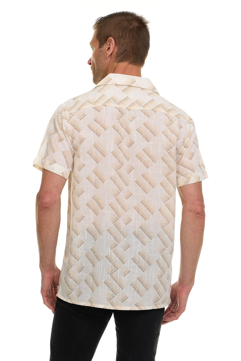 Super Triple Goose Men’s Short Sleeve Linen-Look Resort Shirt – Lightweight Button-Down Camp Shirt with Tropical Prints