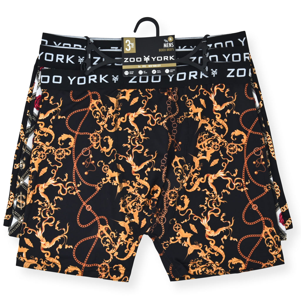 Zoo York Men's 3 Pack Boxer Briefs - 360 Stretch Print Premium Underwear for Men