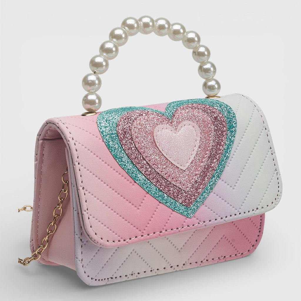 Willow & Ruby Girls' Mini Crossbody Handbag - Groovy Heart Bag- Pink