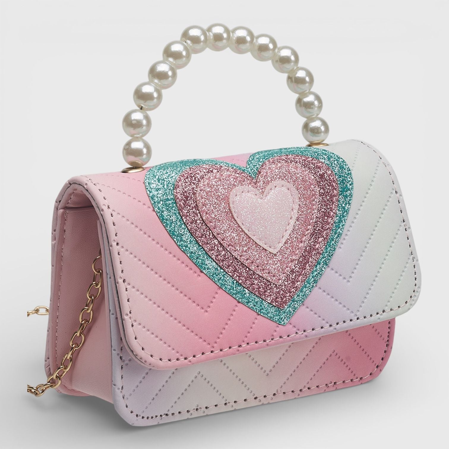 Willow & Ruby Girls' Mini Crossbody Handbag - Groovy Heart Bag- Pink