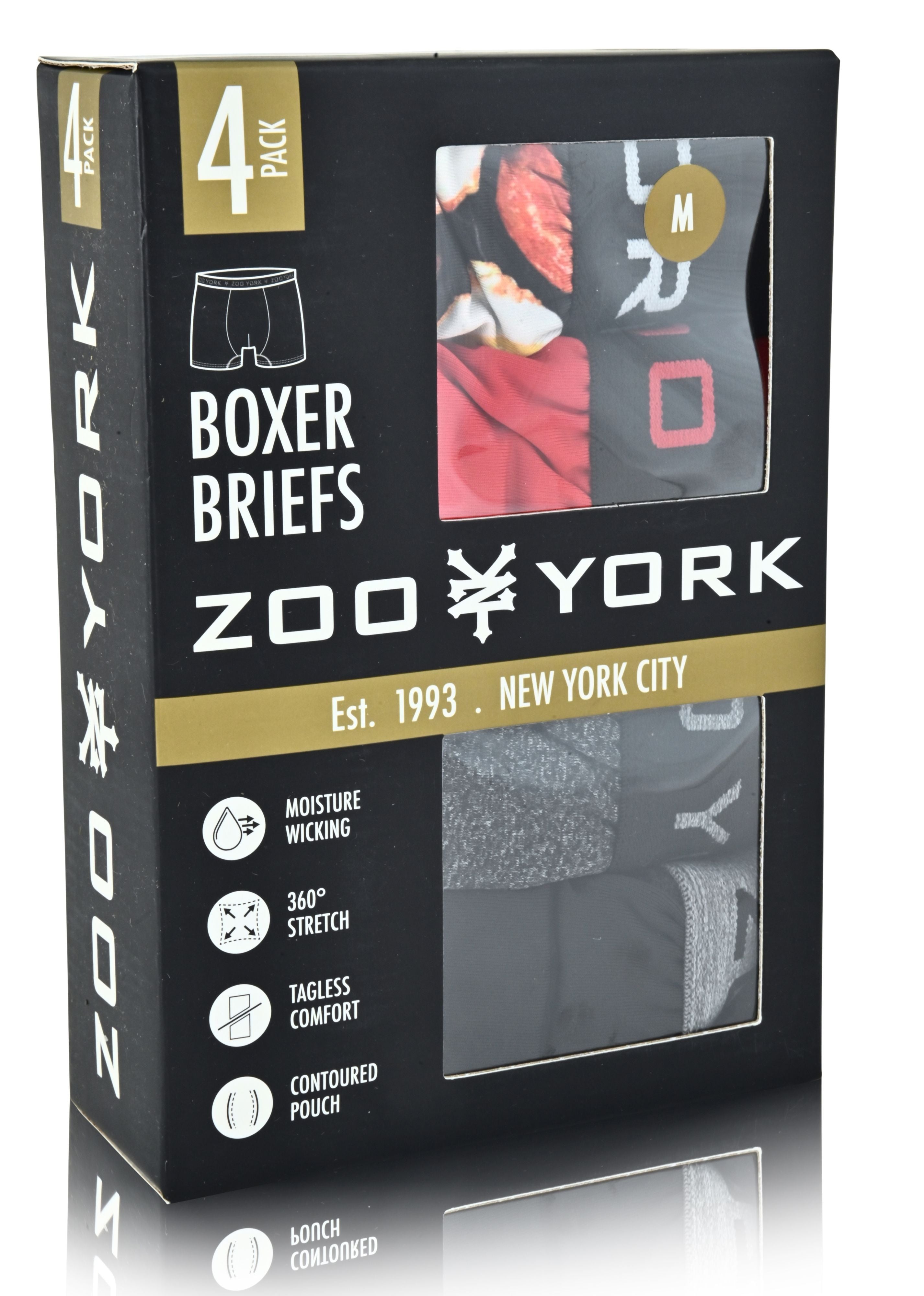 Zoo York Men's 4-Pack 360 Stretch Boxer Briefs - Printed & Solid Color Premium Underwear for Men