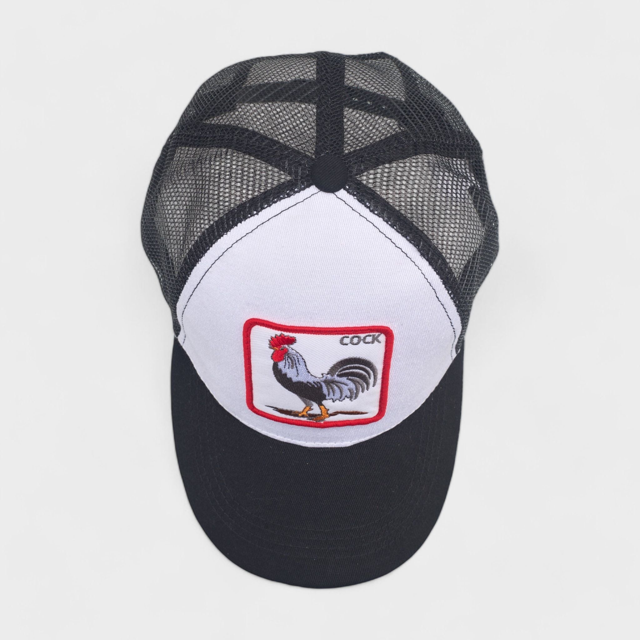 Vintage Trucker Cap for Men - Rooster & Lion Patch Mesh Back Baseball Hats